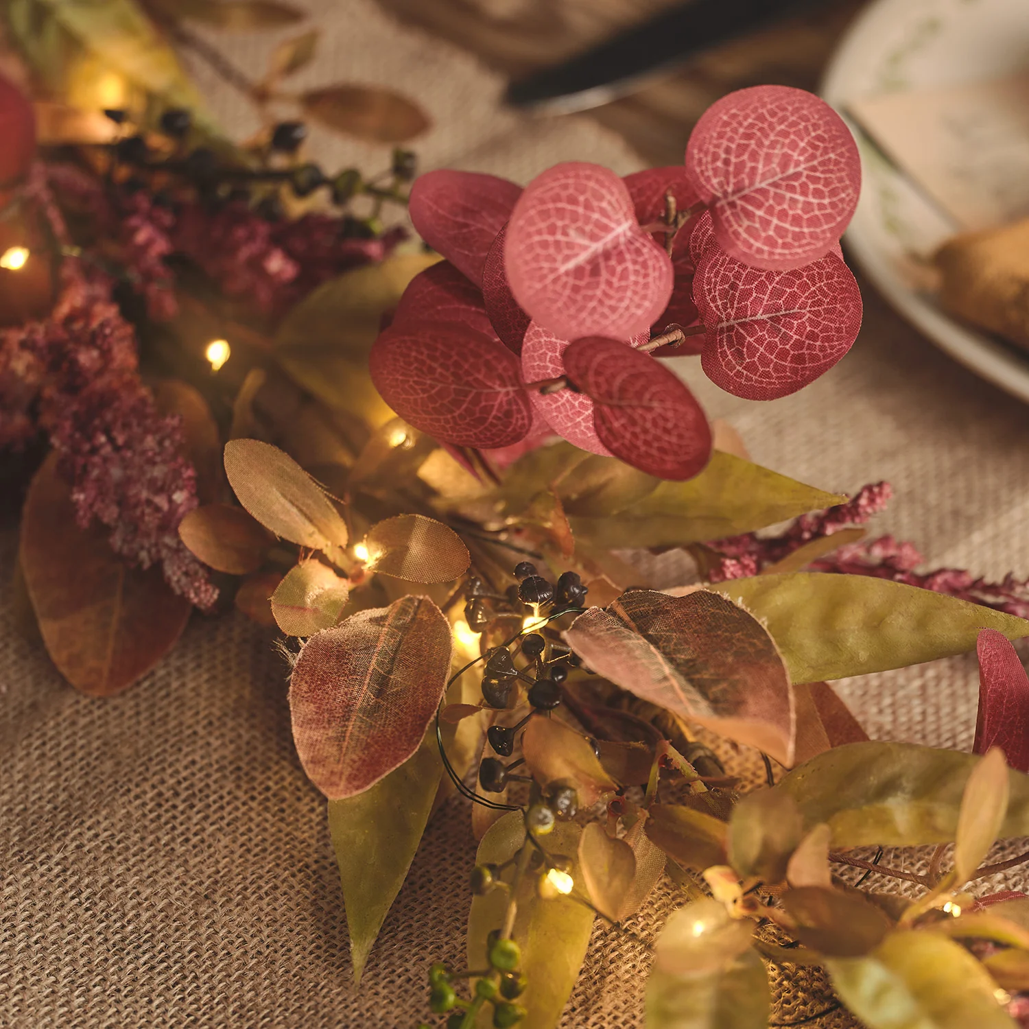 1.5m Pre Lit Autumn Winter Full Garland - Image 7