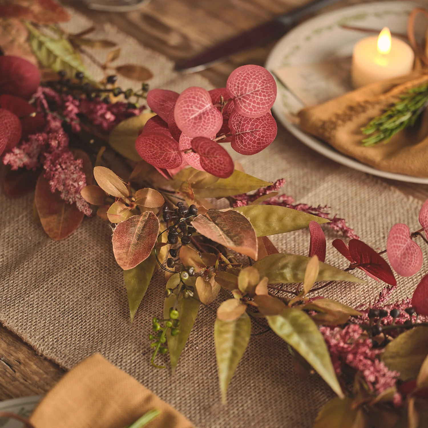 1.5m Pre Lit Autumn Winter Full Garland - Image 8