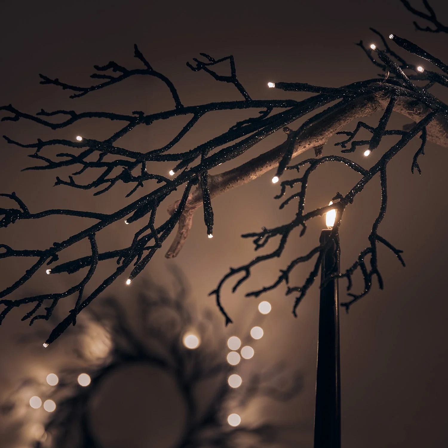 1.5m Pre Lit Black Twig Halloween Garland - Image 3