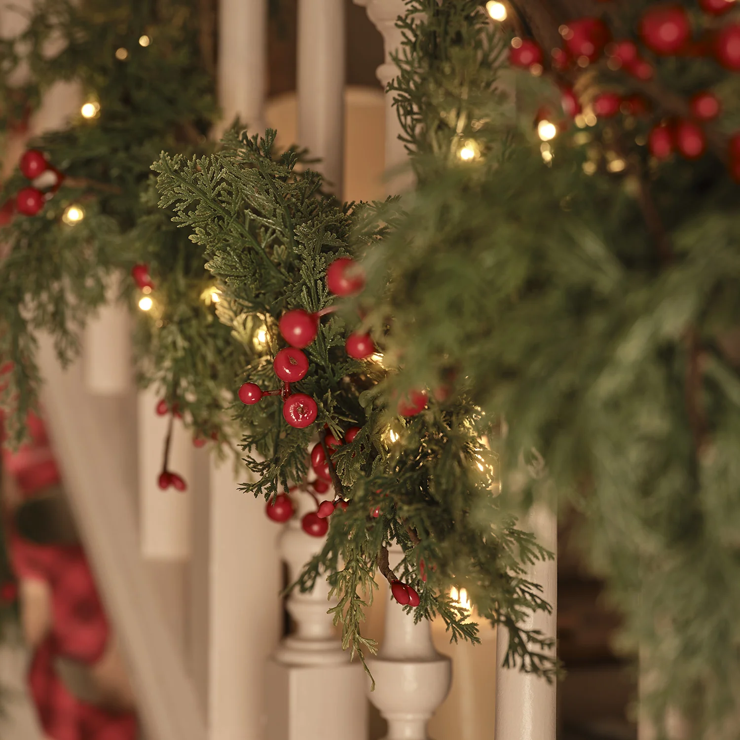1.5m Pre Lit Red Berry Christmas Garland - Image 3