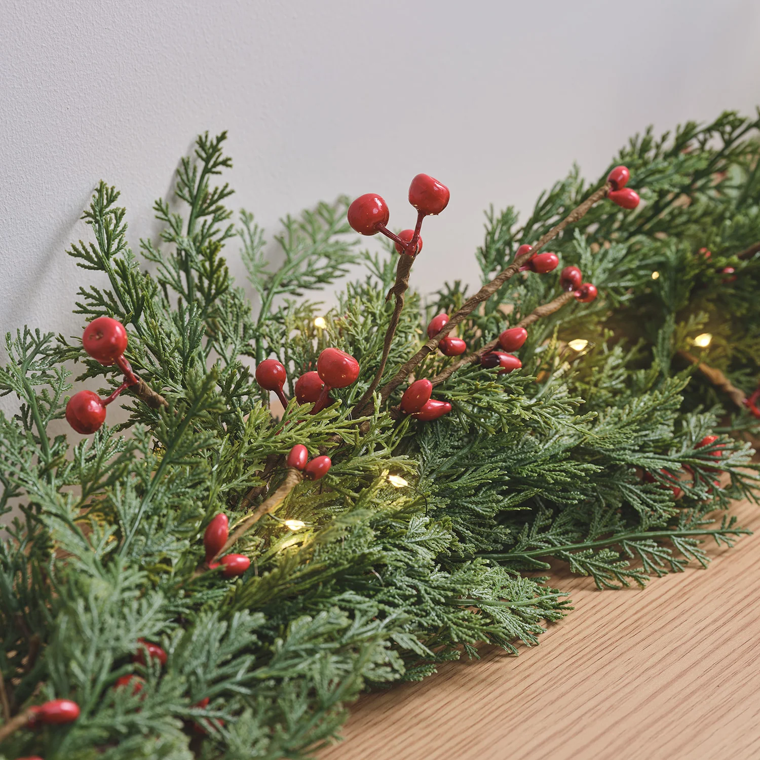 1.5m Pre Lit Red Berry Christmas Garland - Image 4