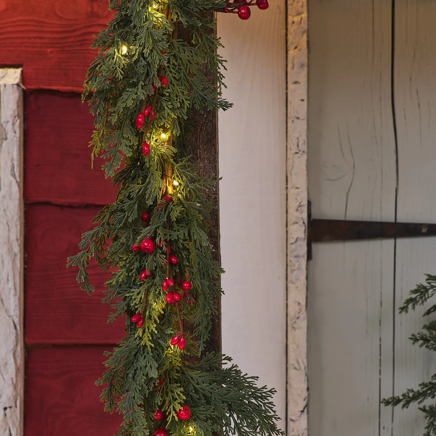 1.5m Pre Lit Red Berry Christmas Garland - Image 6
