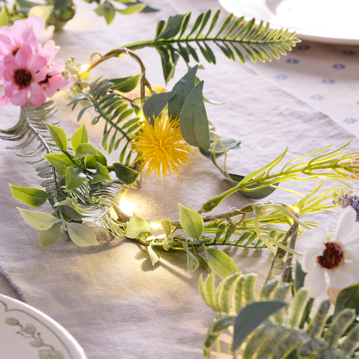 1.5m Pre Lit Spring Flower Garland - Image 3