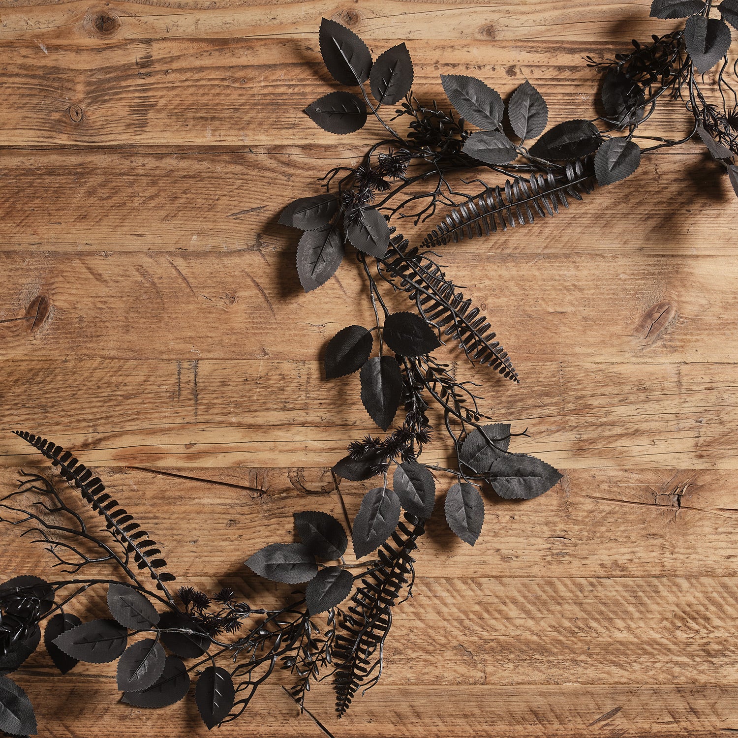 1.8m Pre Lit Black Foliage Halloween Garland - Image 2