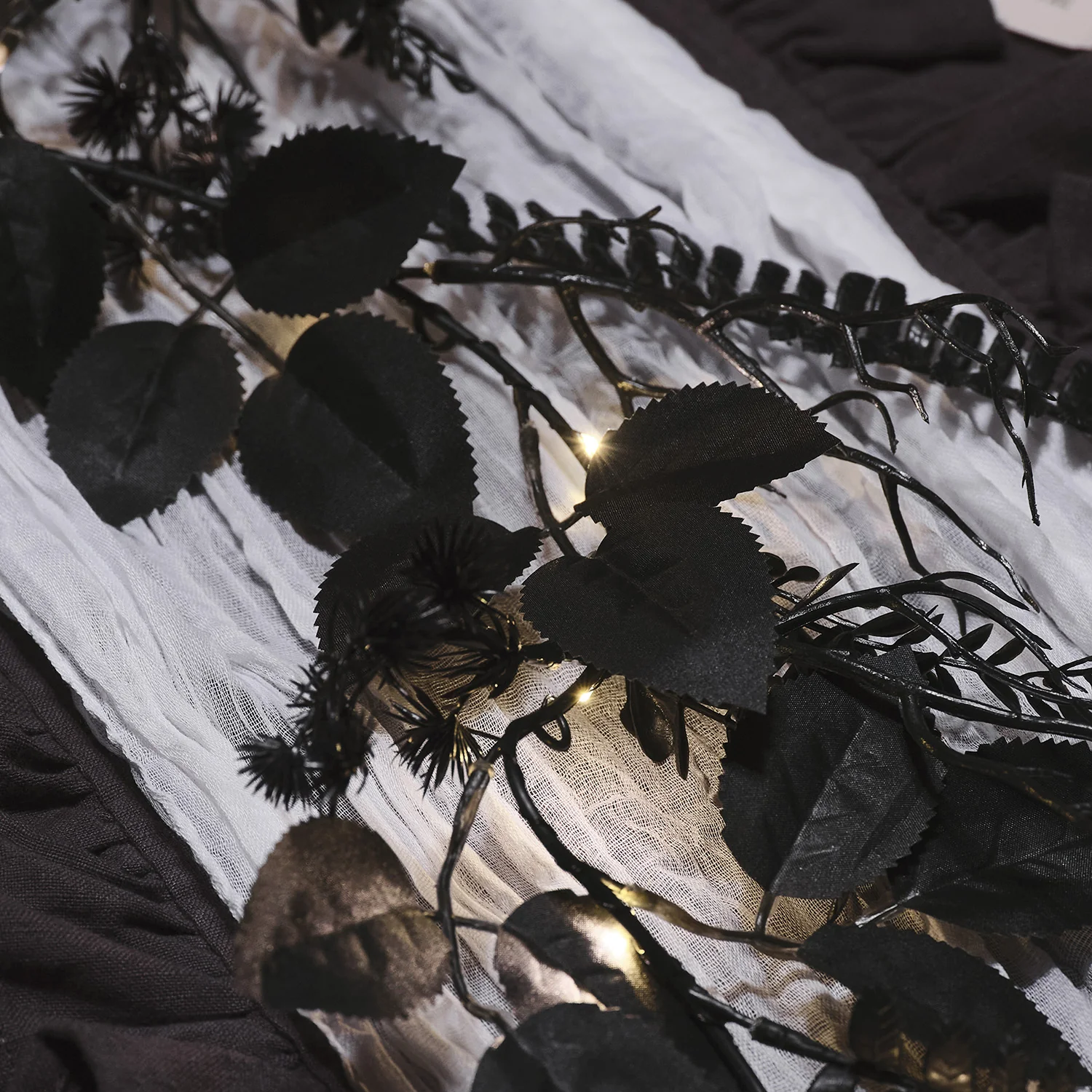 1.8m Pre Lit Black Foliage Halloween Garland - Image 6