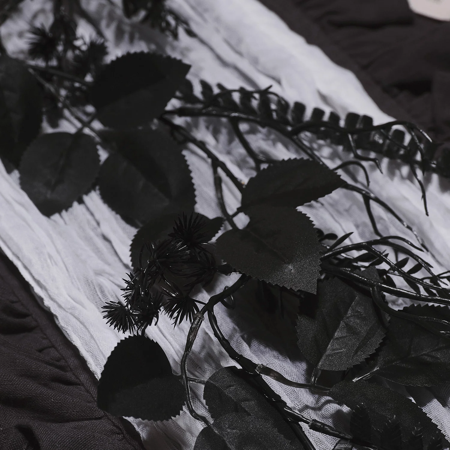 1.8m Pre Lit Black Foliage Halloween Garland - Image 7