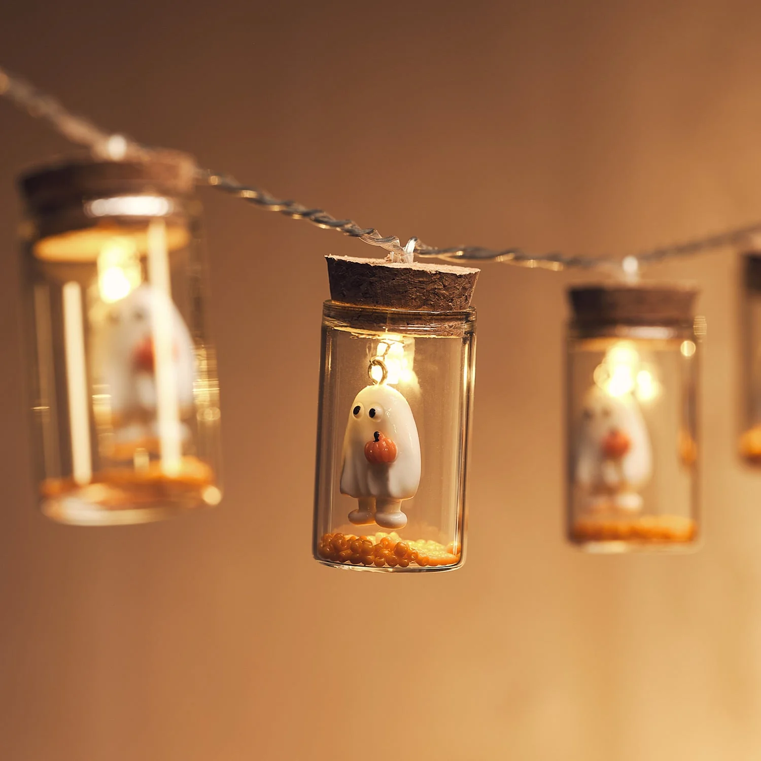 10 Ghost Glass Bottle String Lights - Image 2