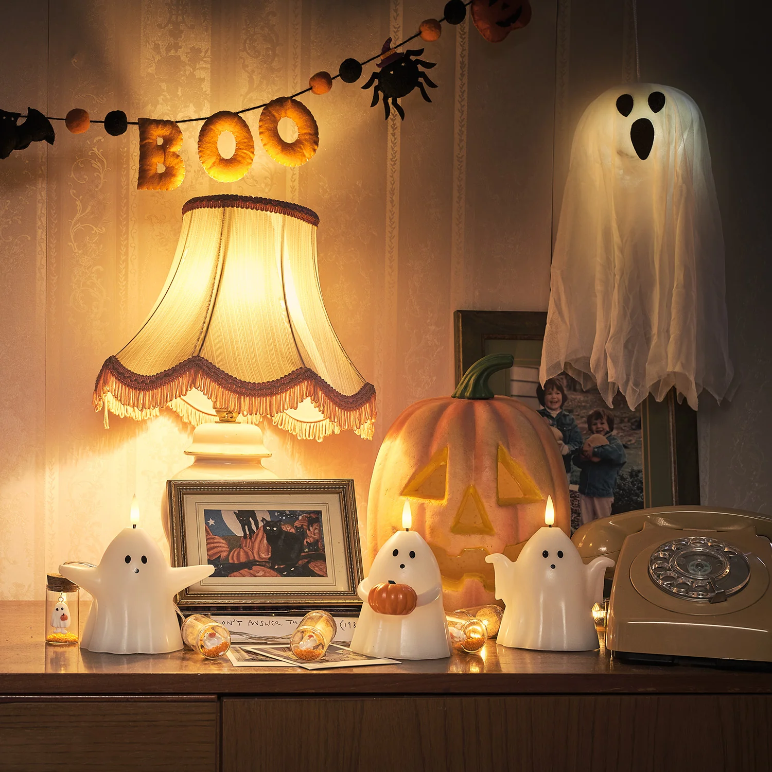10 Ghost Glass Bottle String Lights - Image 3