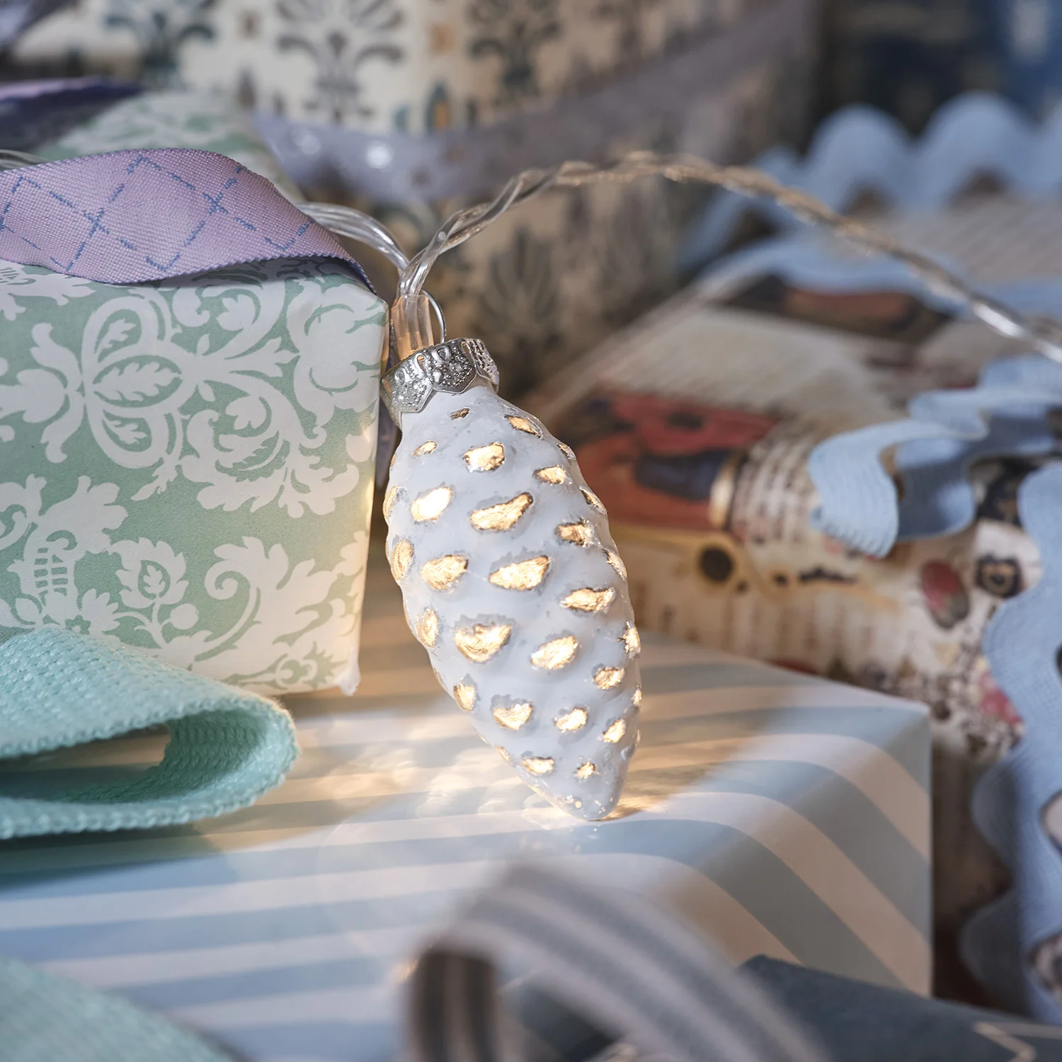 10 Glass Pinecone LED String Lights - Image 7