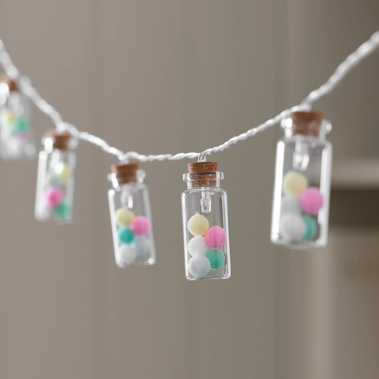 10 Pom Pom Glass Bottle LED String Lights - Image 4