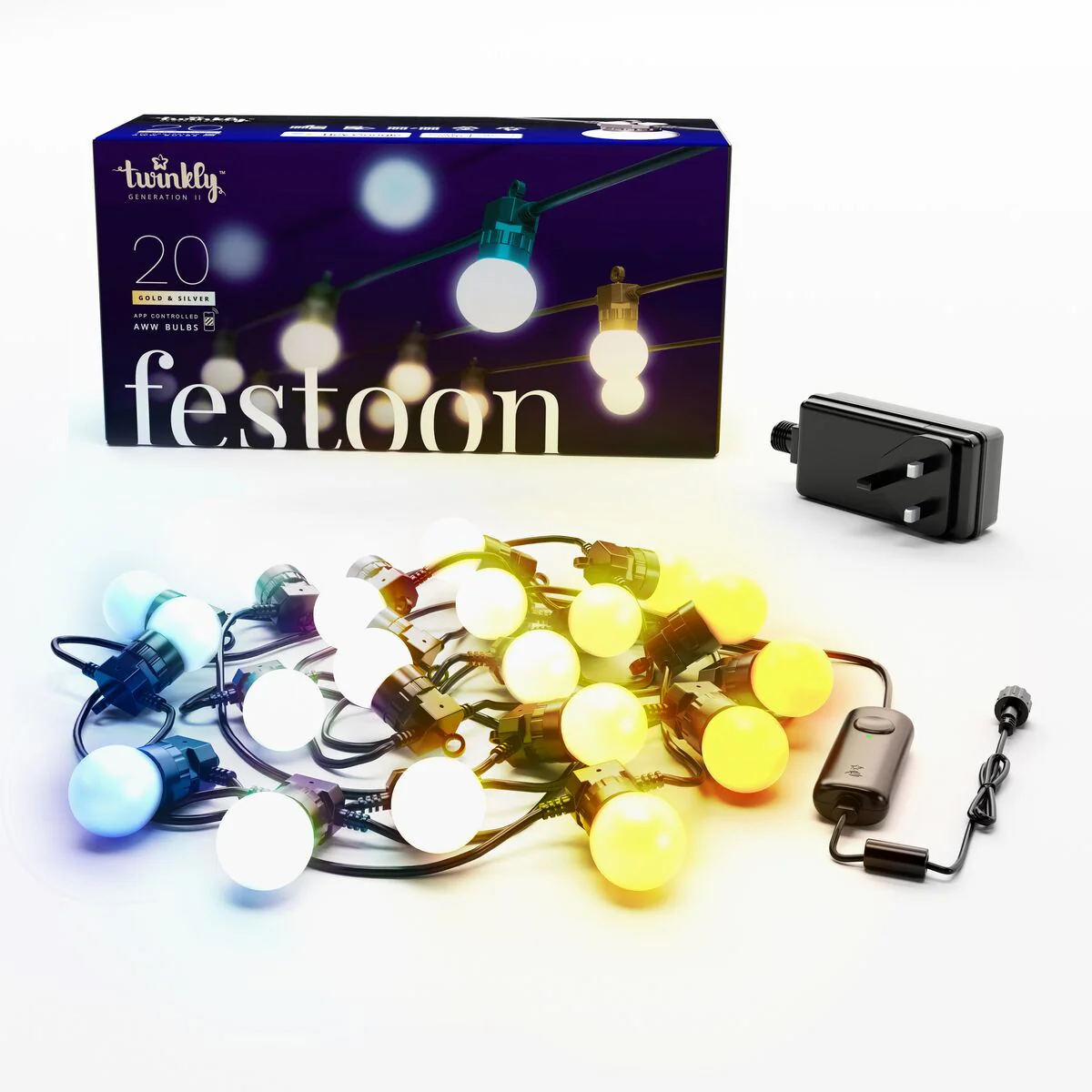 10m 20 LED Twinkly Smart App Controlled Festoon Lights Amber & White - Image 4
