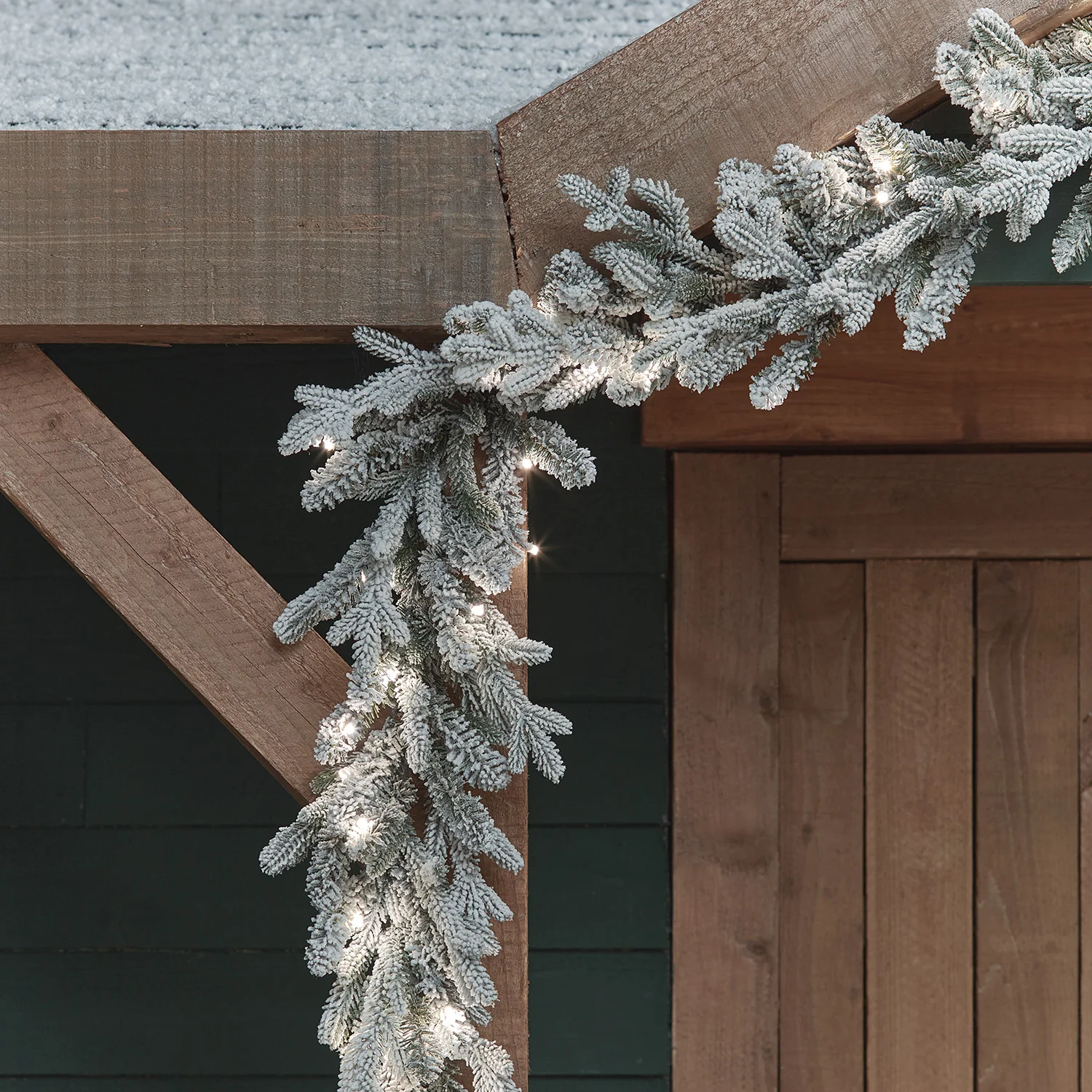 2.5m Pre Lit Outdoor Snowy Christmas Garland - Image 2