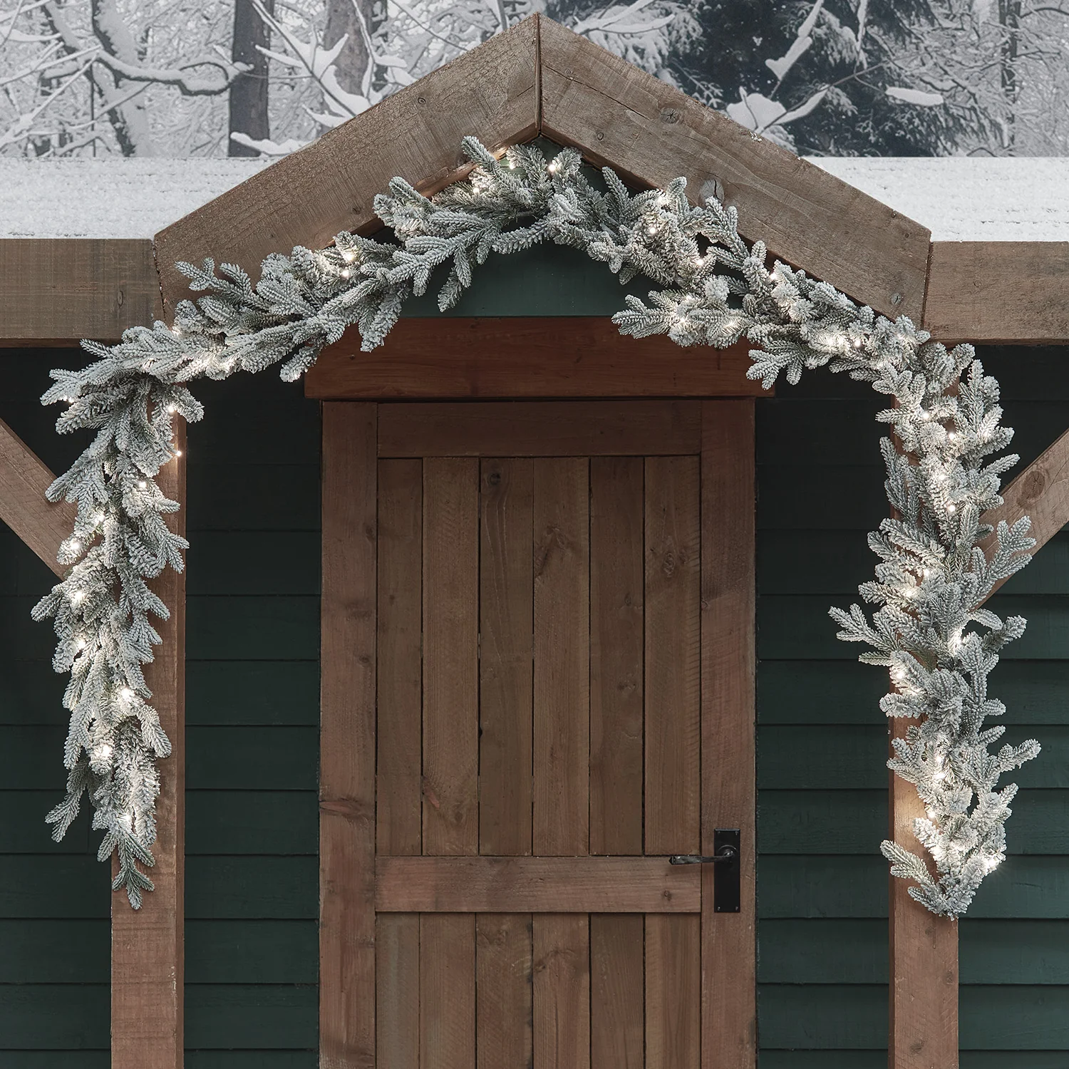 2.5m Pre Lit Outdoor Snowy Christmas Garland - Image 4