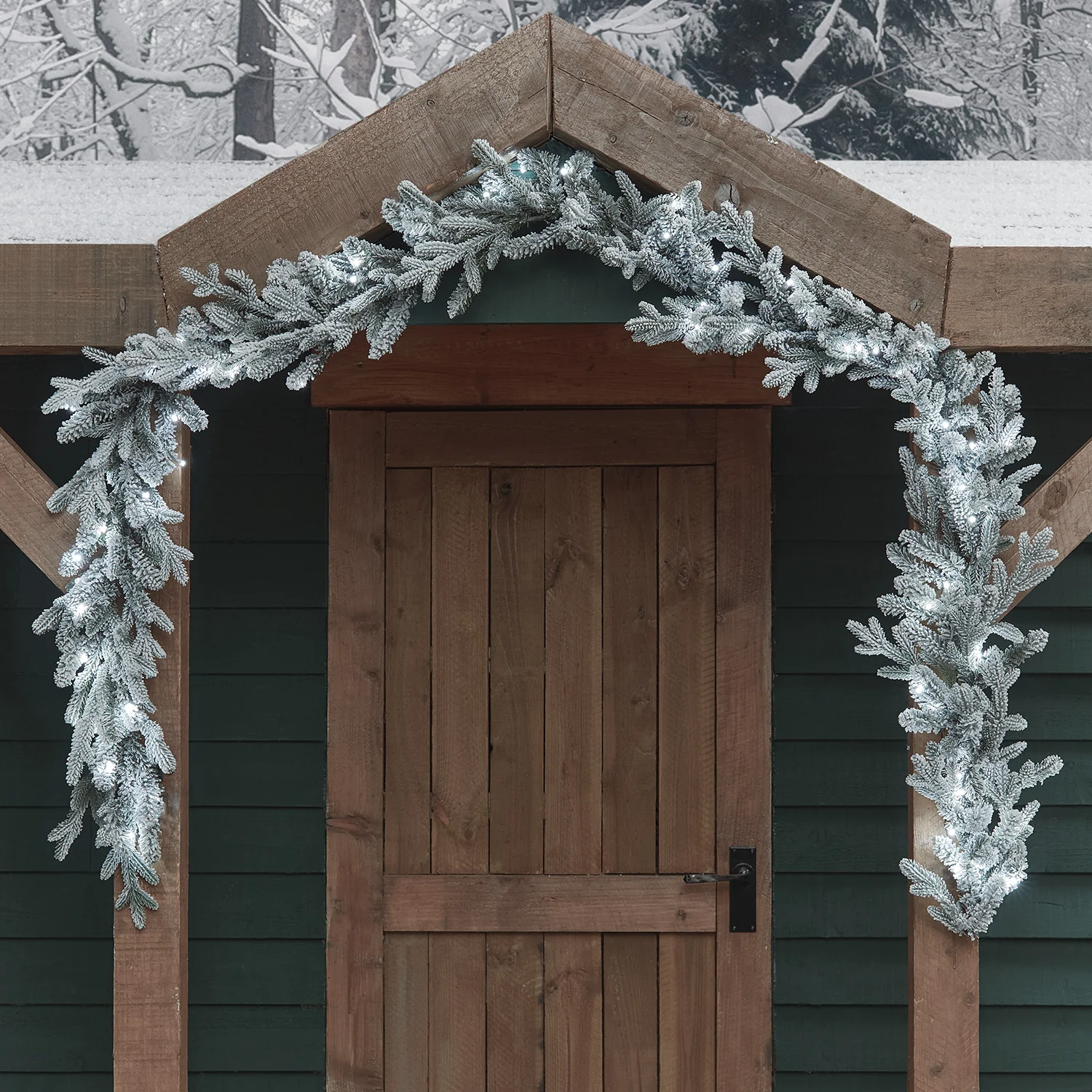 2.5m Pre Lit Outdoor Snowy Christmas Garland - Image 5