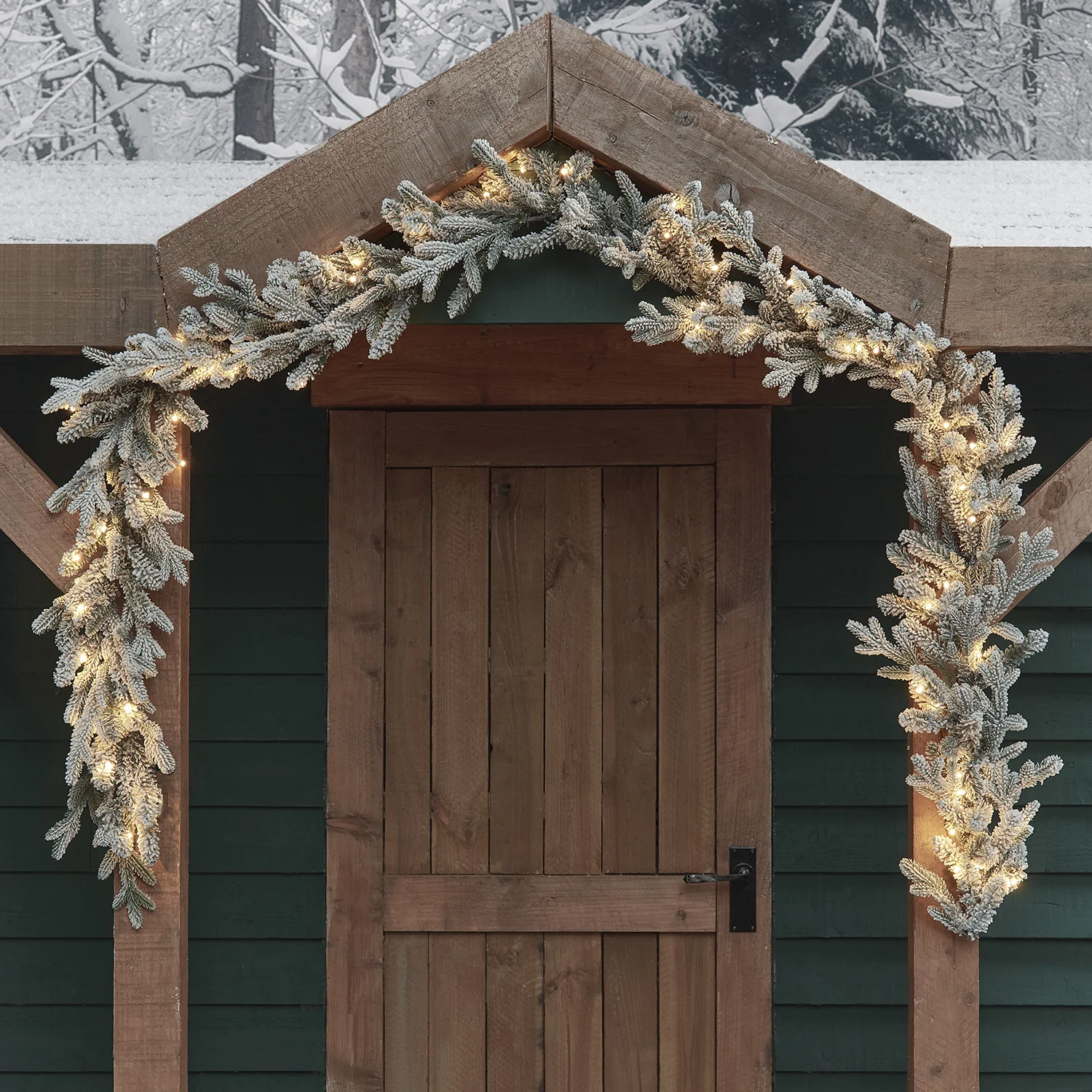 2.5m Pre Lit Outdoor Snowy Christmas Garland - Image 6