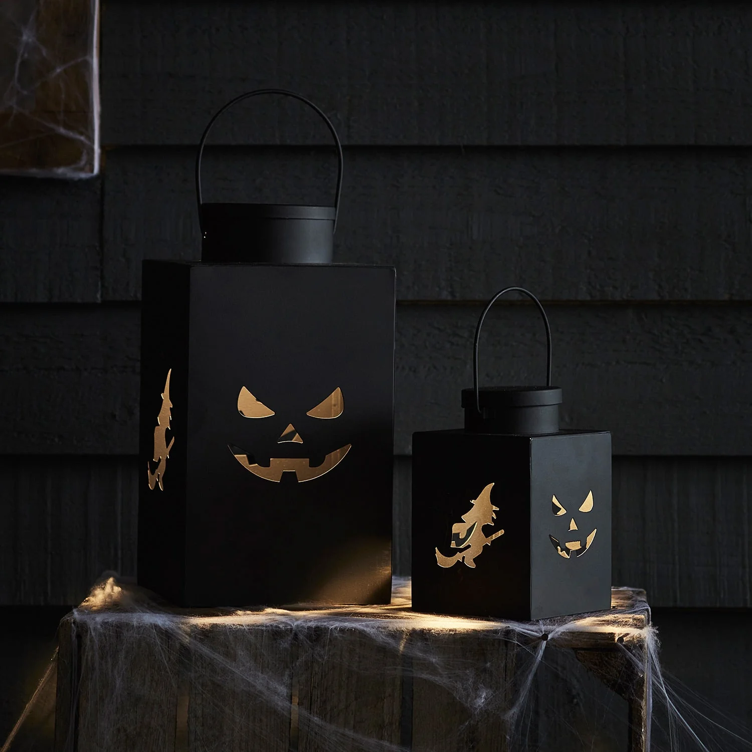 2 Black Metal Outdoor Halloween Lanterns - Image 3