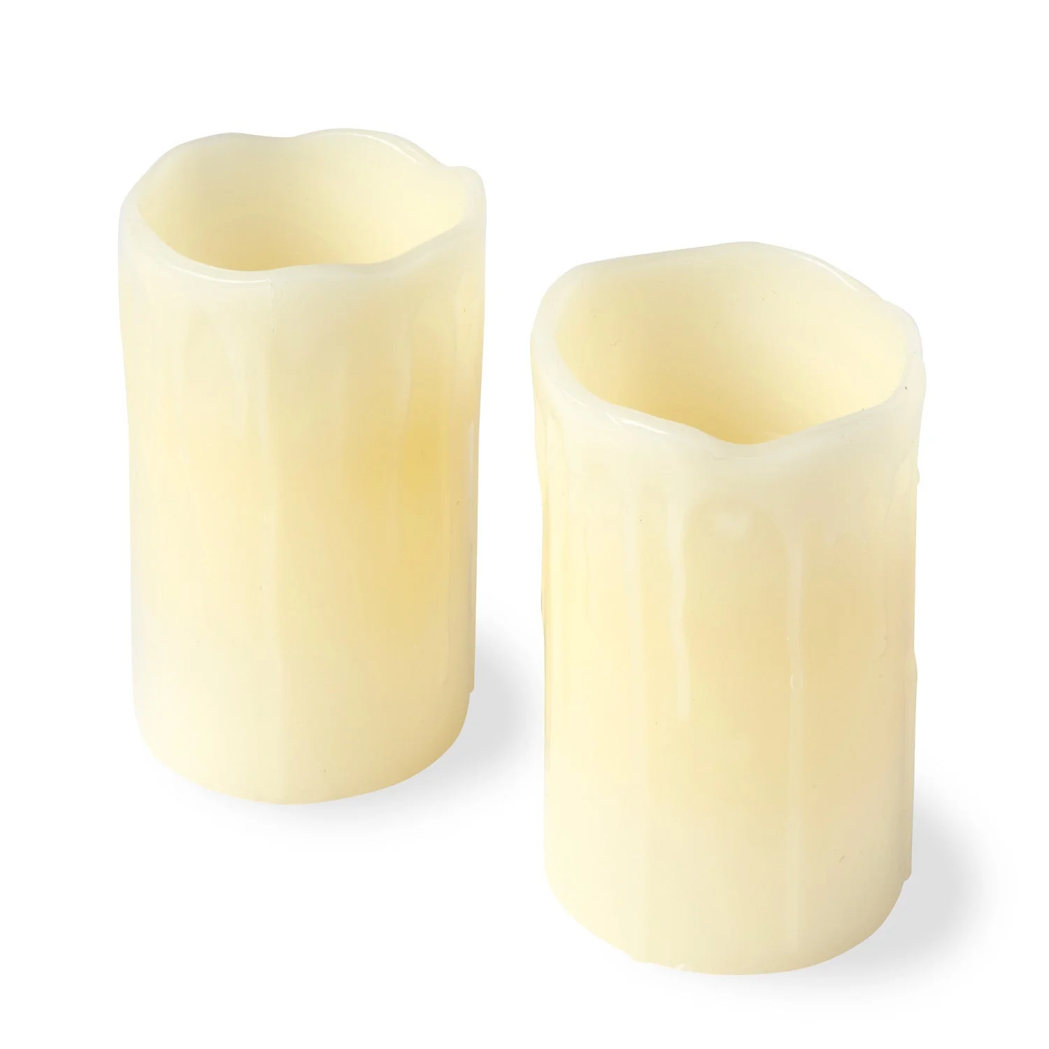 2 Melted Wax Battery Powered Church Pillar LED Candles - Image 4