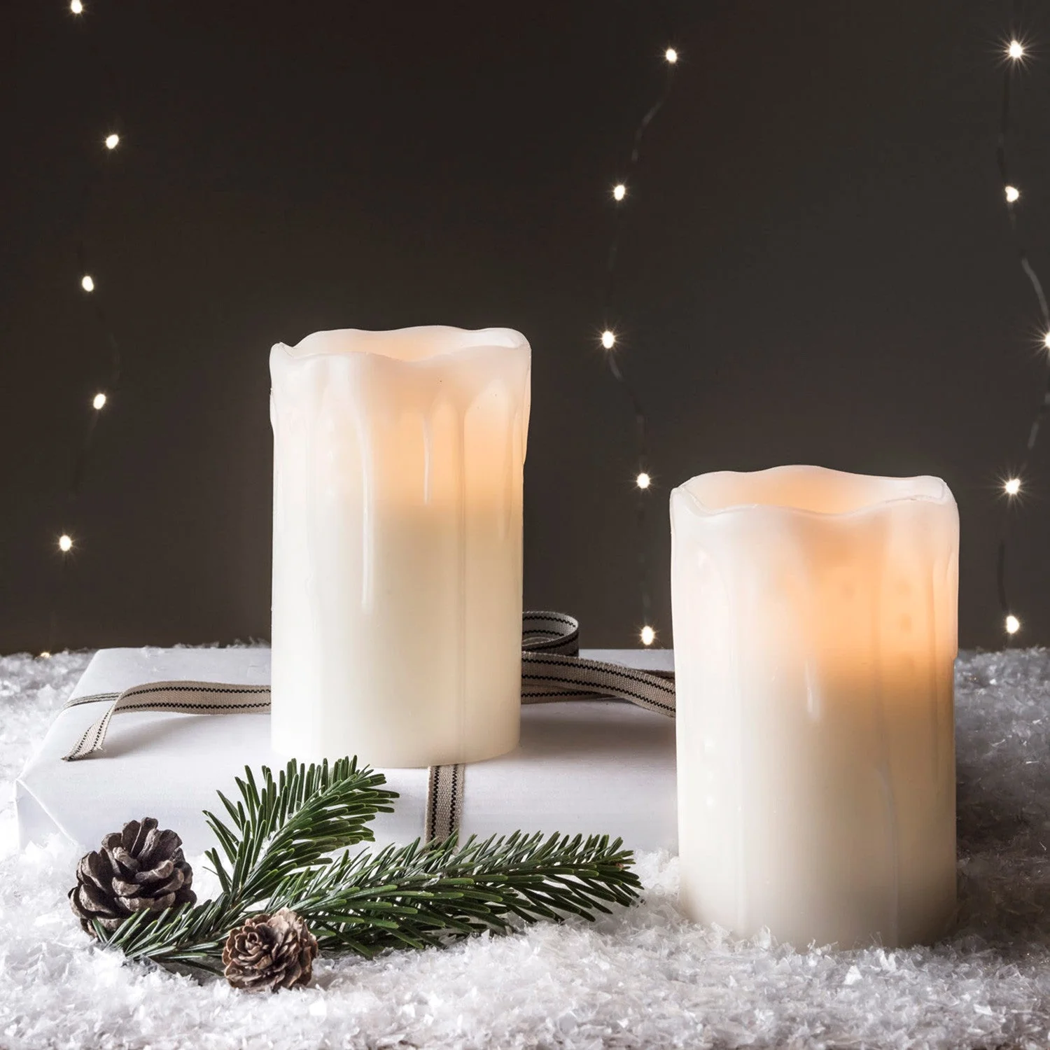 2 Melted Wax Battery Powered Church Pillar LED Candles - Image 5