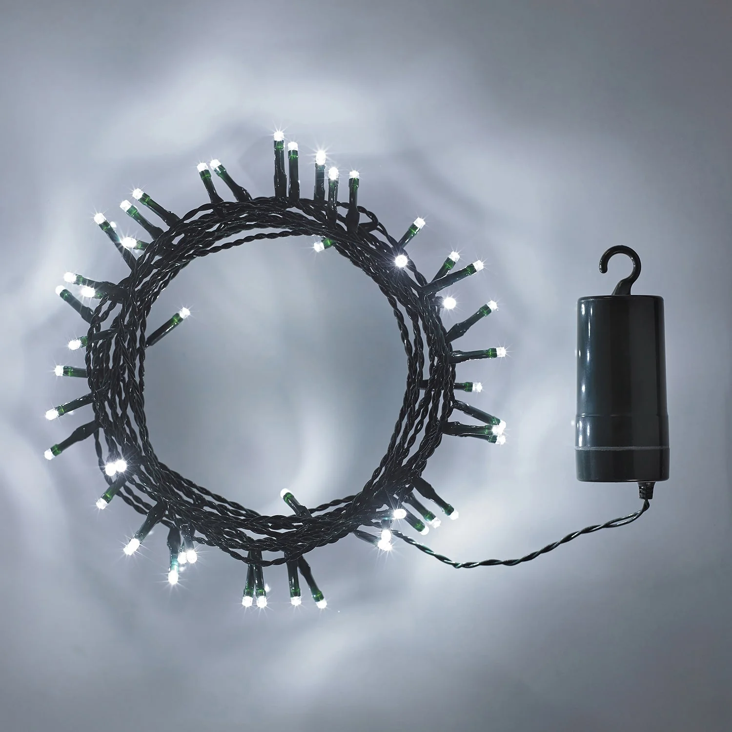 2 Pack of 50 White LED Outdoor Battery Lights On Green Cable - Image 3