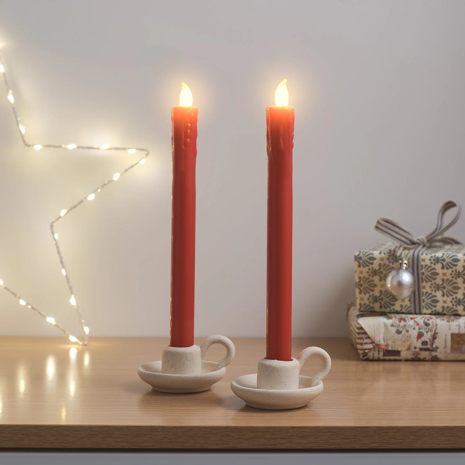 2 Red LED Taper Candles - Image 3