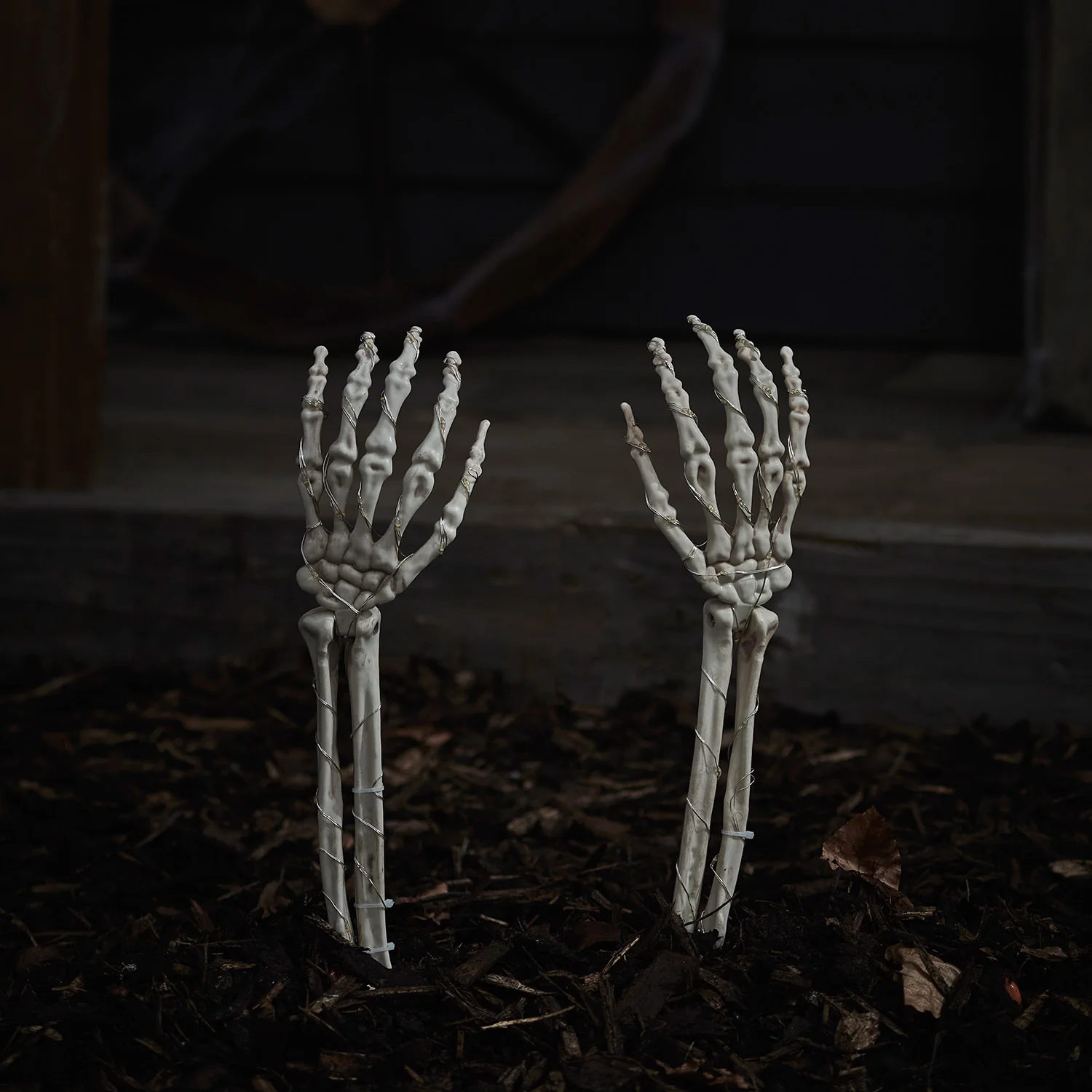 2 Skeleton Hand Halloween Garden Stake Lights - Image 2