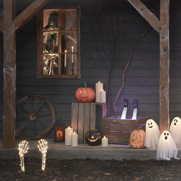 2 Skeleton Hand Halloween Garden Stake Lights - Image 3