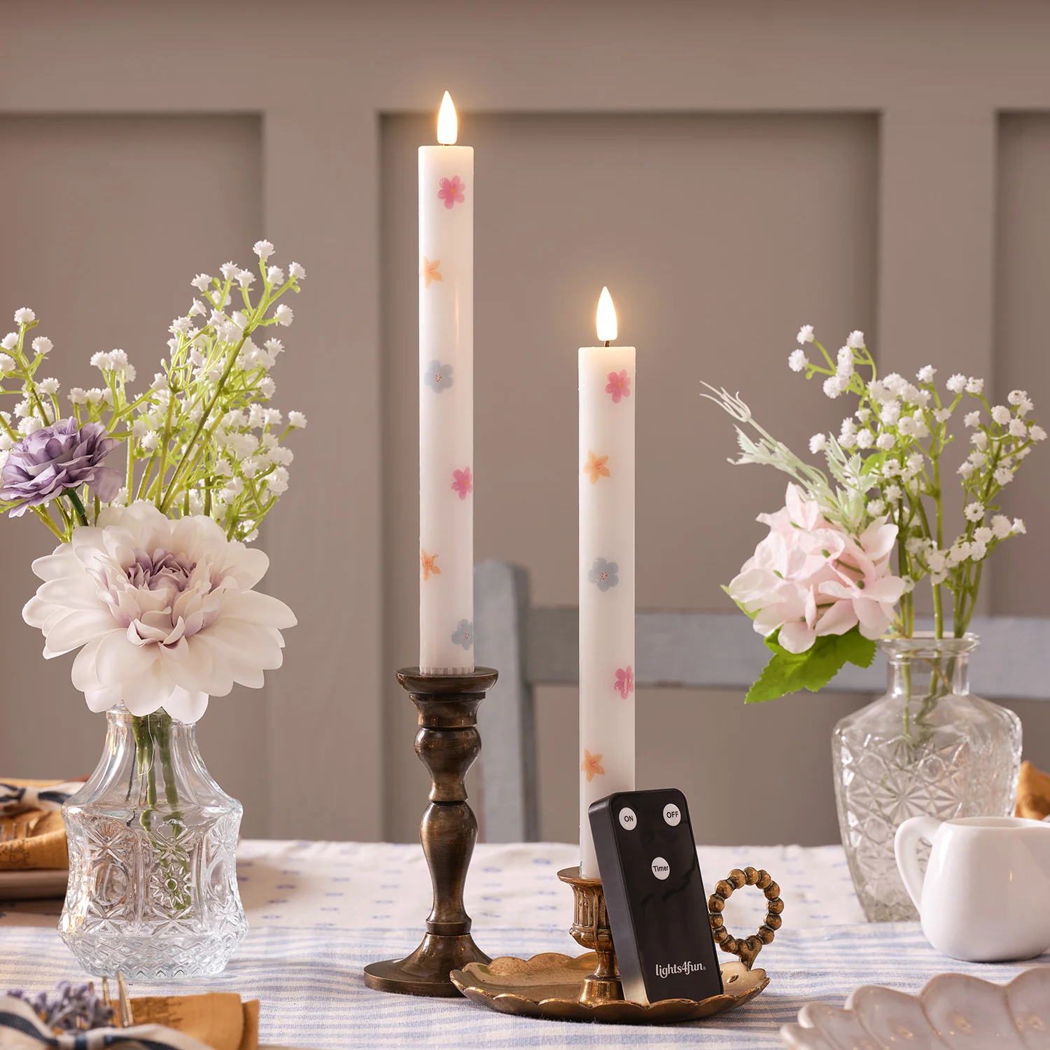 2 TruGlow® Spring Pattern Taper Candles - Image 2