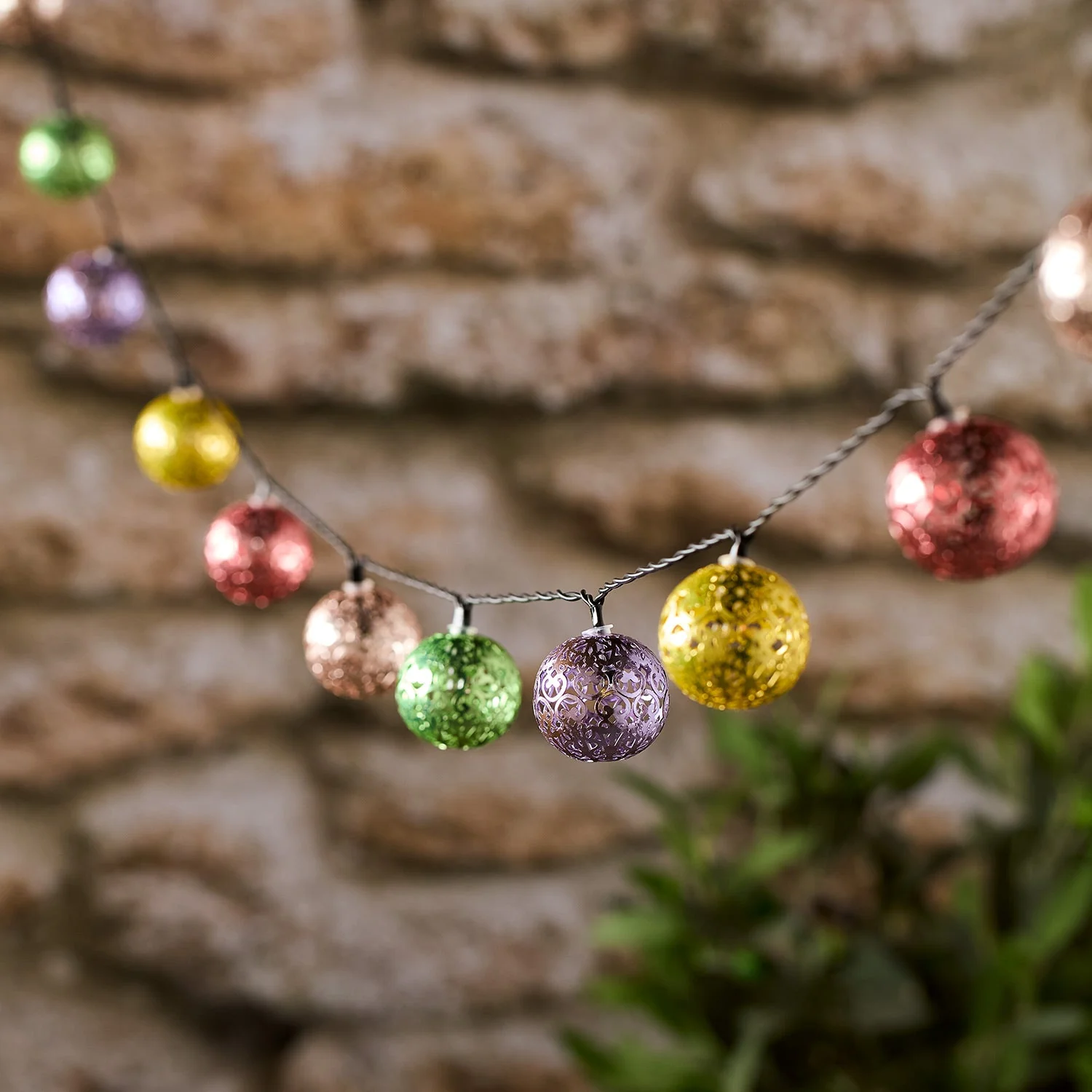 20 Solar USB Moroccan Metal String Lights - Image 2