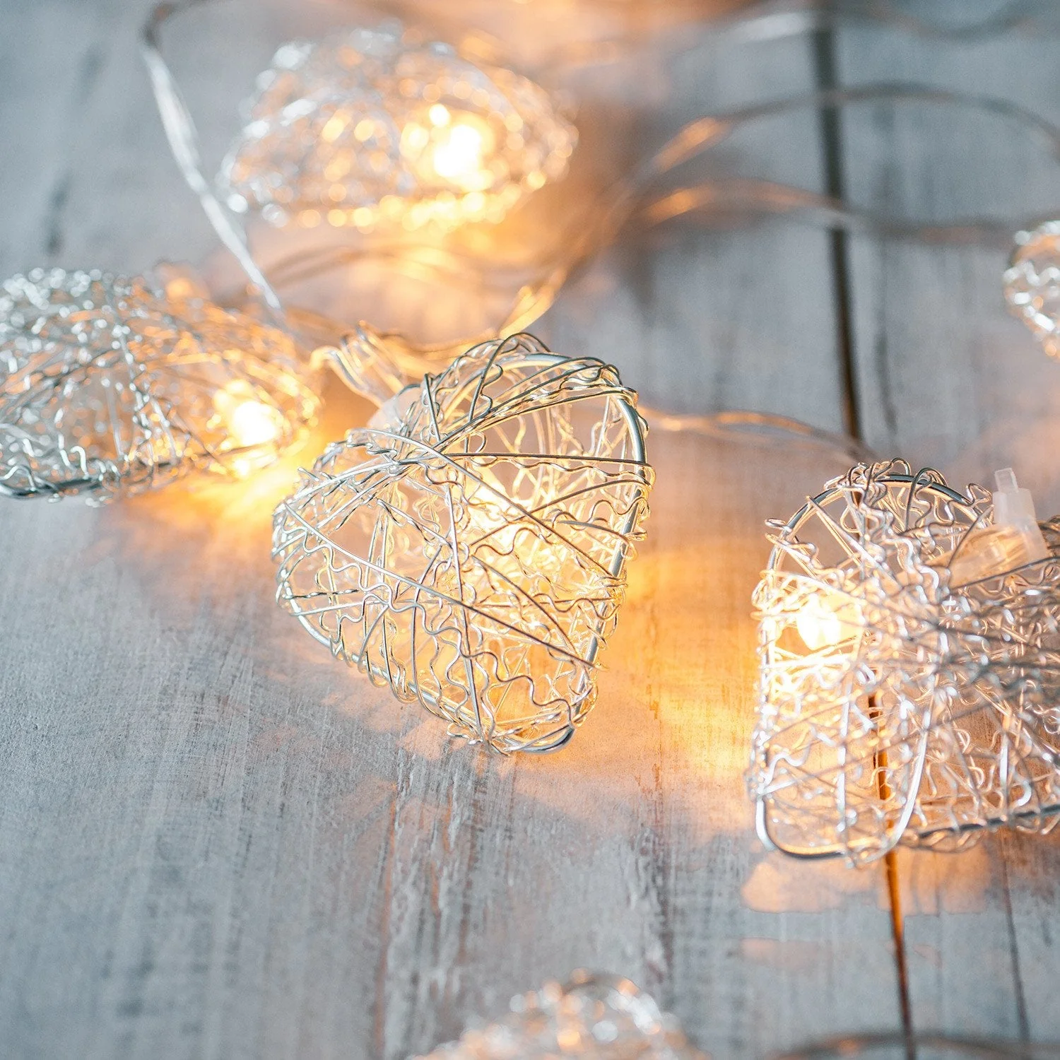 20 Warm White Mesh Heart Fairy Lights - Image 2