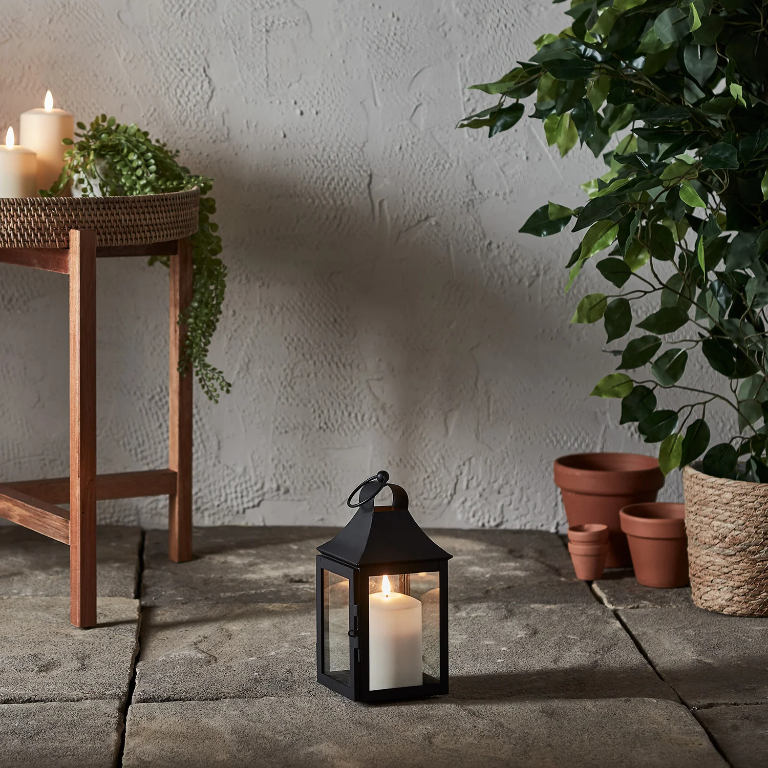 25cm Albury Black Garden Lantern with TruGlow® Candle - Image 2