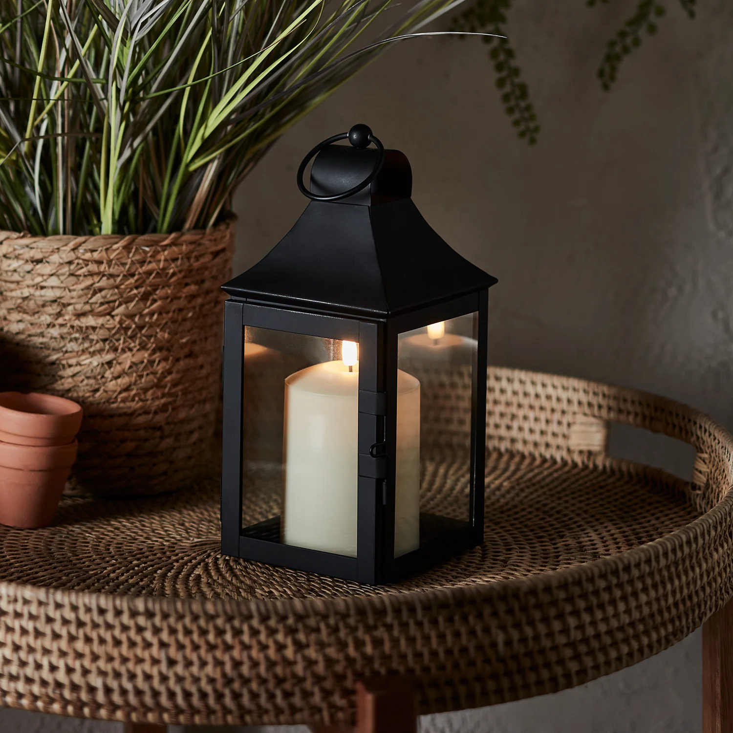 25cm Albury Black Garden Lantern with TruGlow® Candle - Image 3