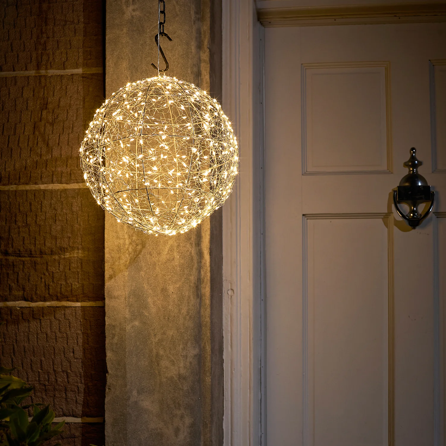 28cm Wire Wrapped LED Hanging Orb Light Duo - Image 2