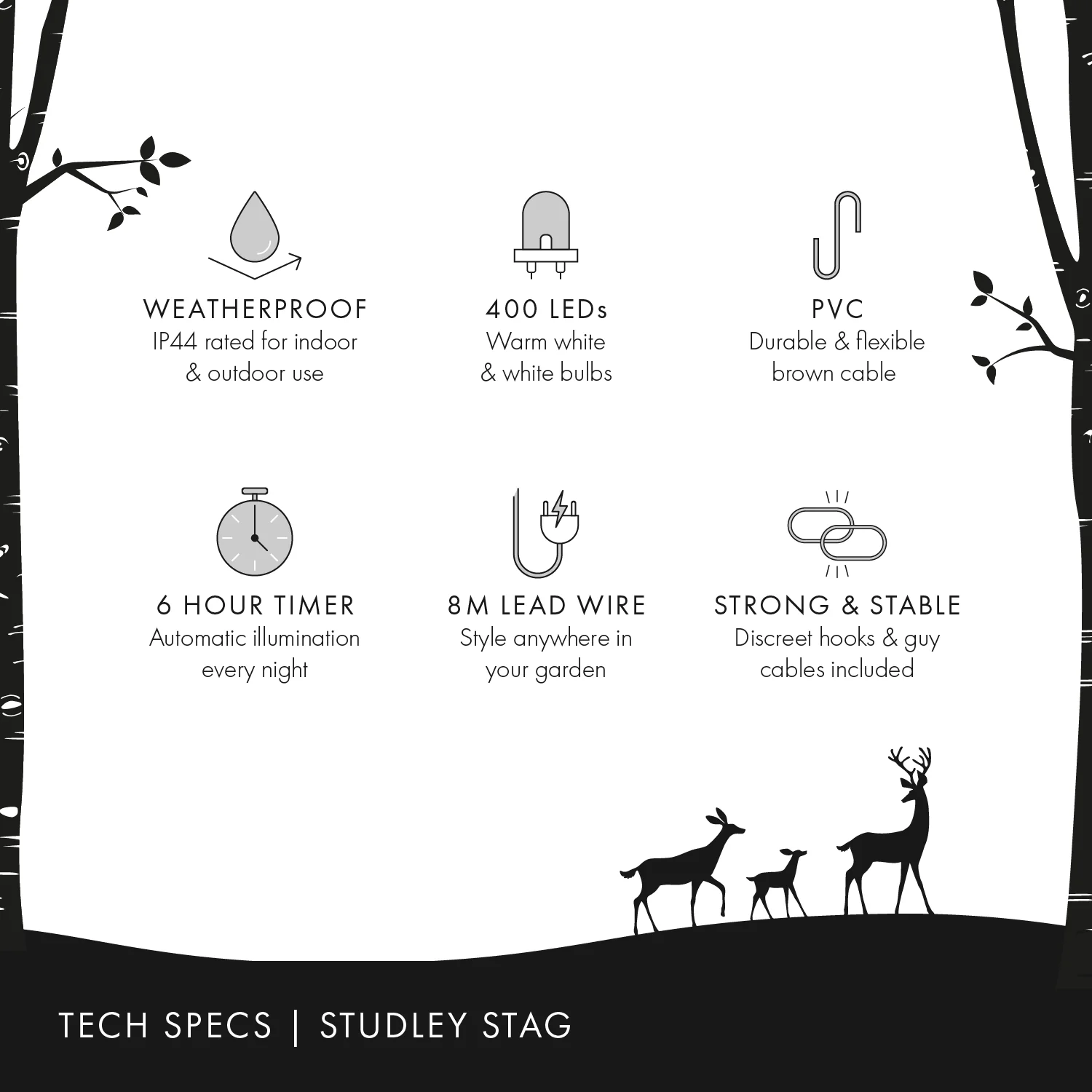 2m Studley Rattan Stag Dual Colour LED Light Up Reindeer - Image 6