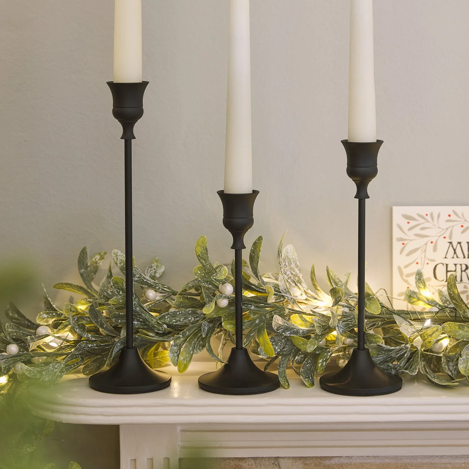 3 Black Taper Candlestick Holders - Image 2