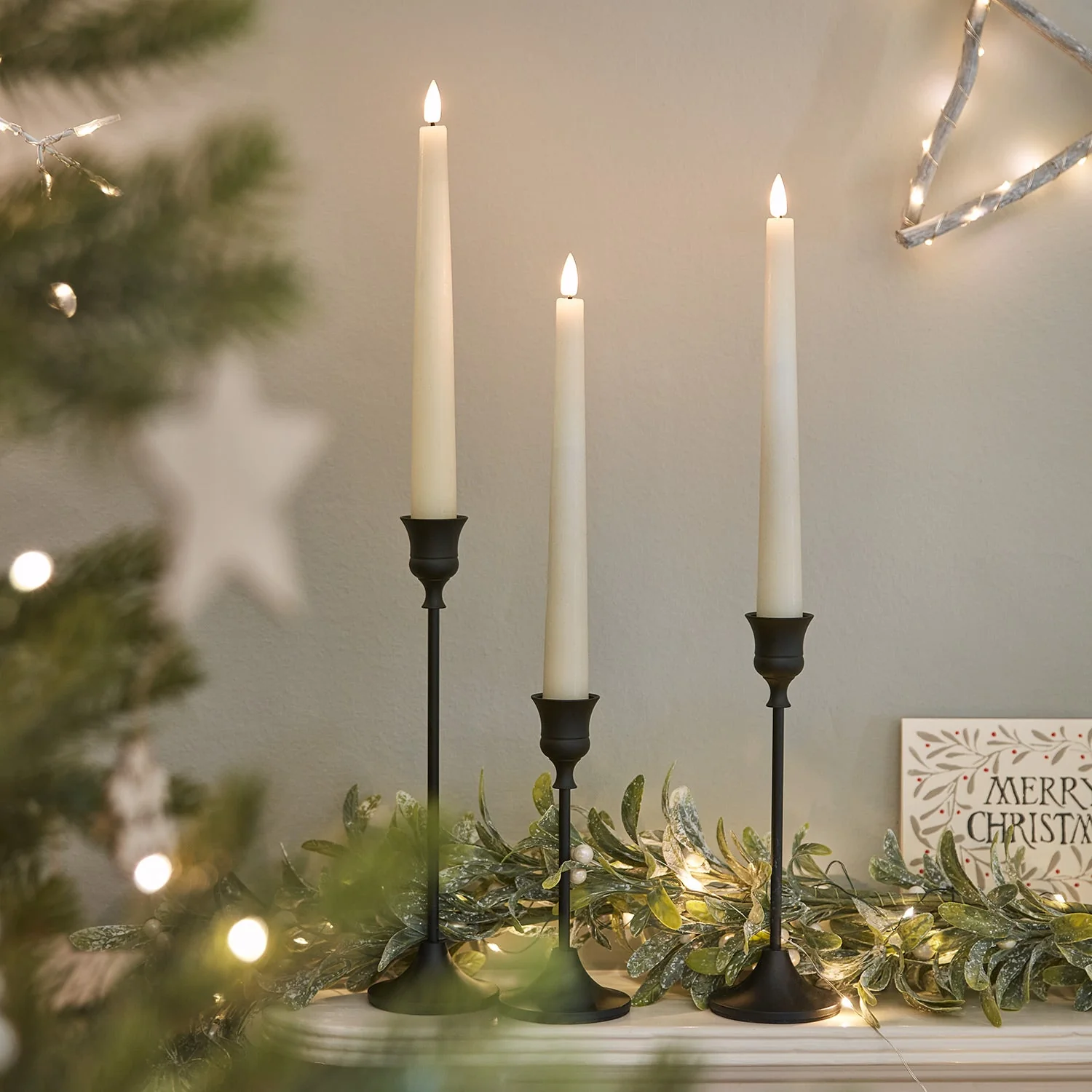 3 Black Taper Candlestick Holders - Image 3