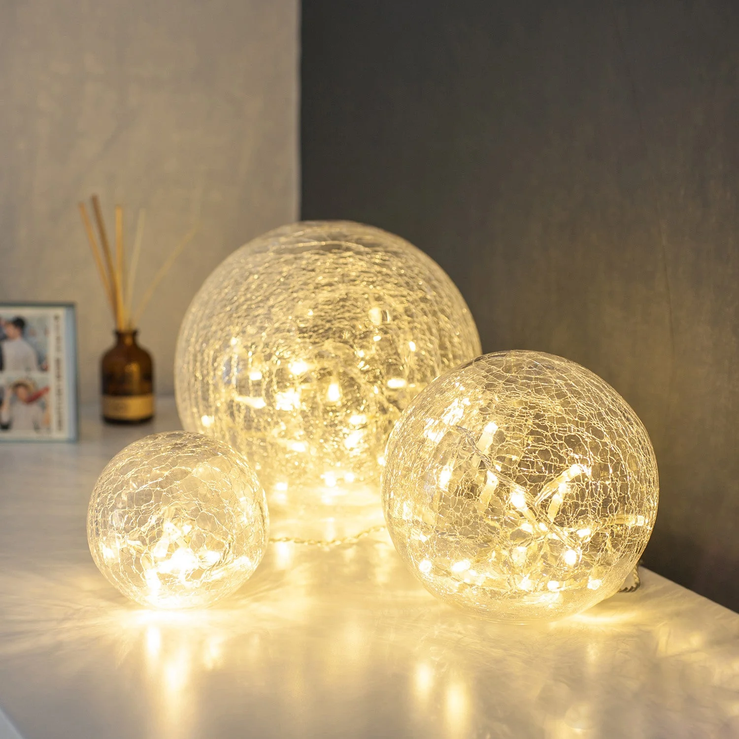 3 Clear Glass Fairy Light Orbs - Image 4