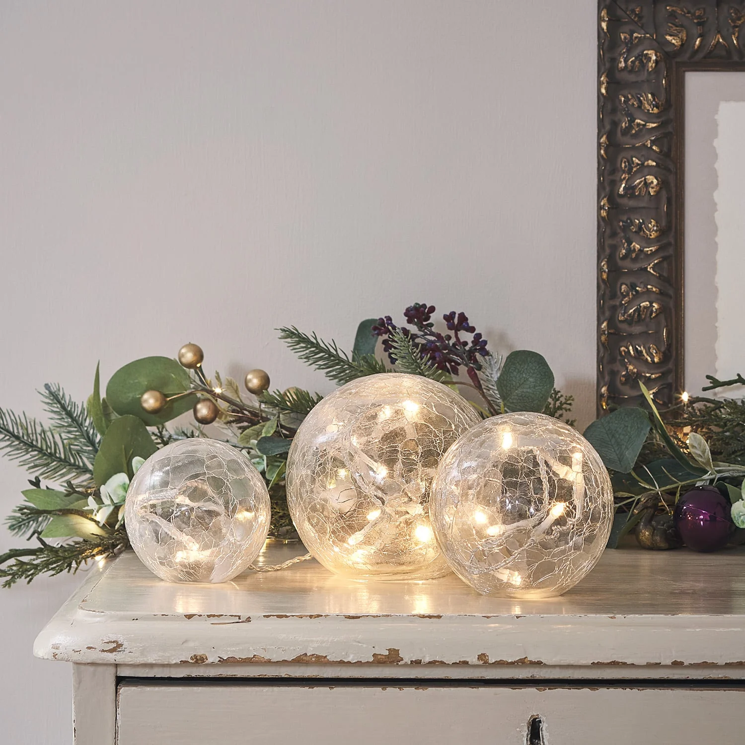3 Clear Glass Fairy Light Orbs - Image 5