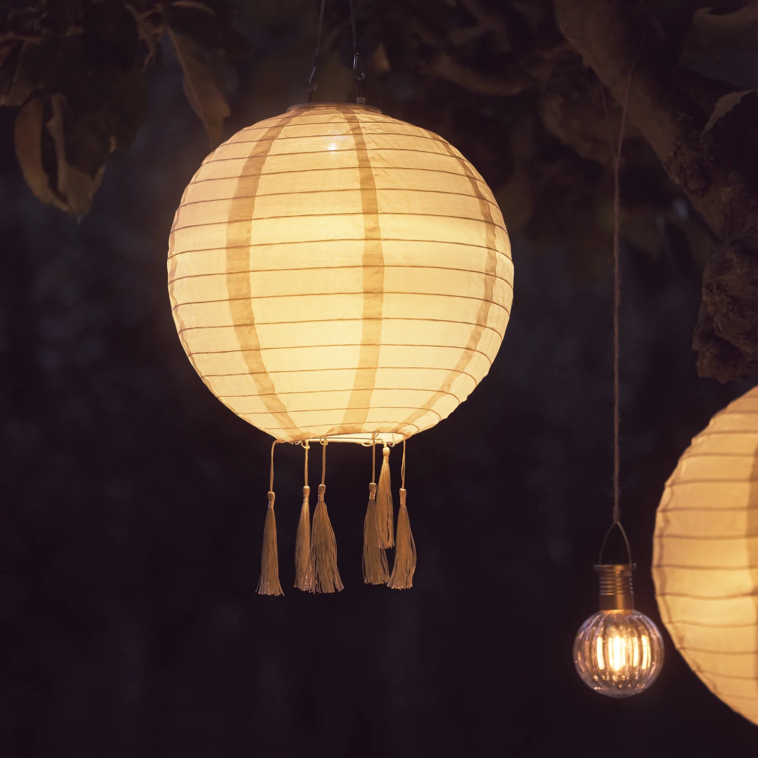 3 Lucena Cream Tassel Solar Lanterns - Image 5