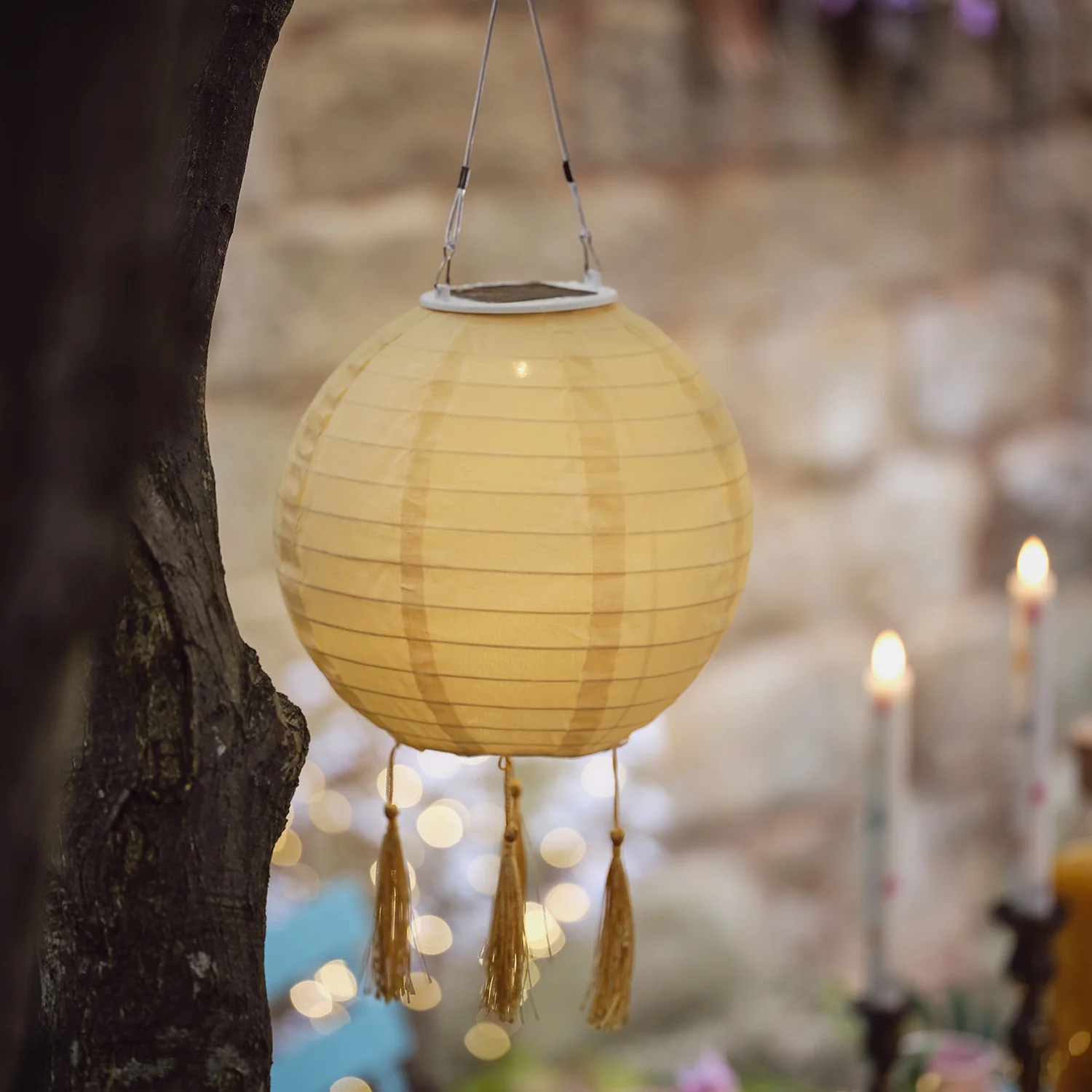 3 Pastel Lucena Tassel Hanging Solar Lanterns - Image 10