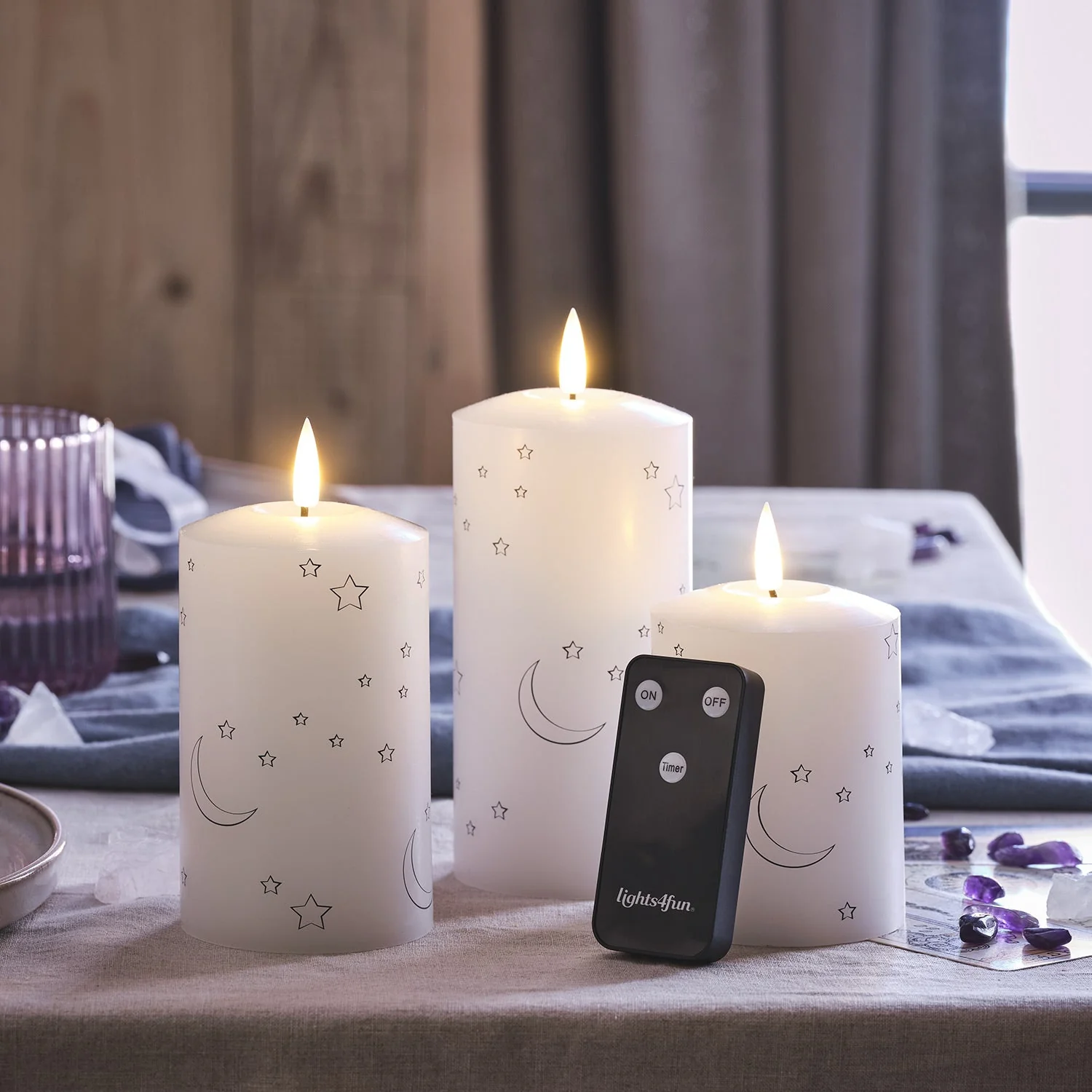 3 Moon & Star Design TruGlow® Pillar LED Candles - Image 3