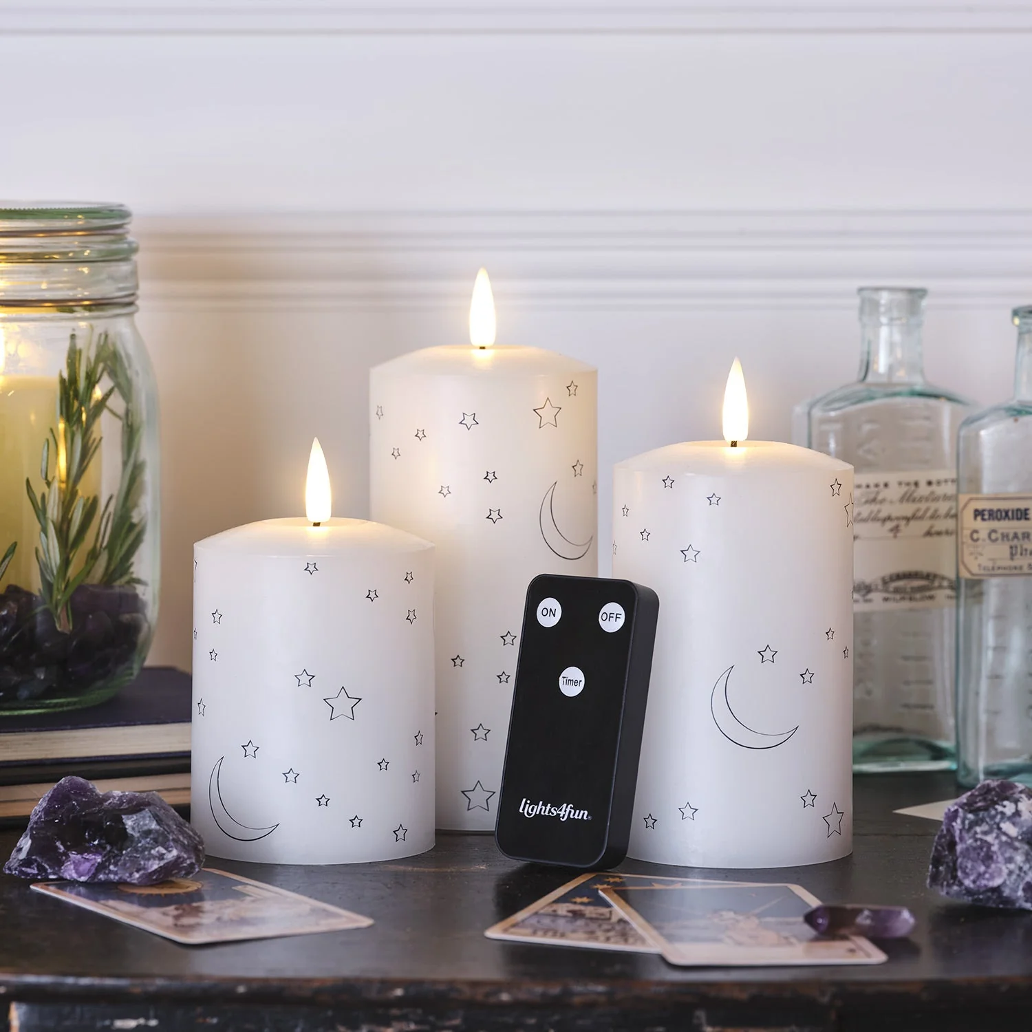 3 Moon & Star Design TruGlow® Pillar LED Candles - Image 4