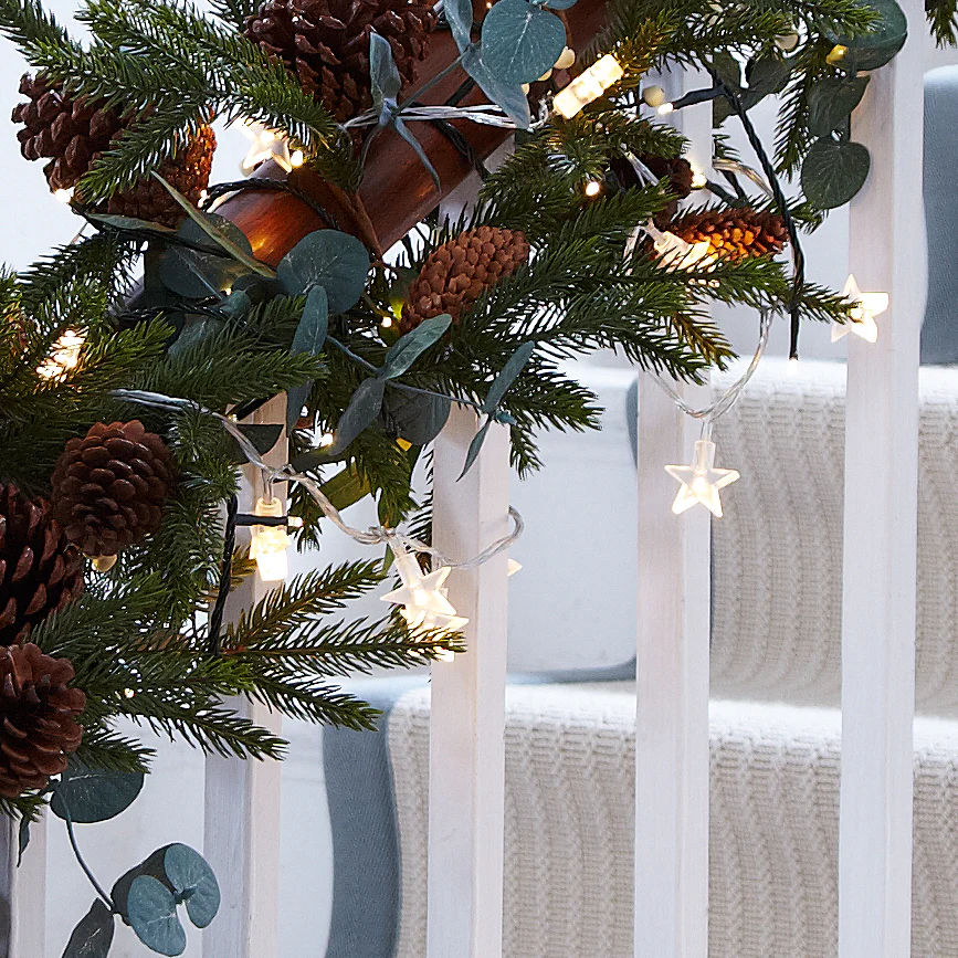 30 Warm White LED Star Fairy Lights On Clear Cable - Image 2