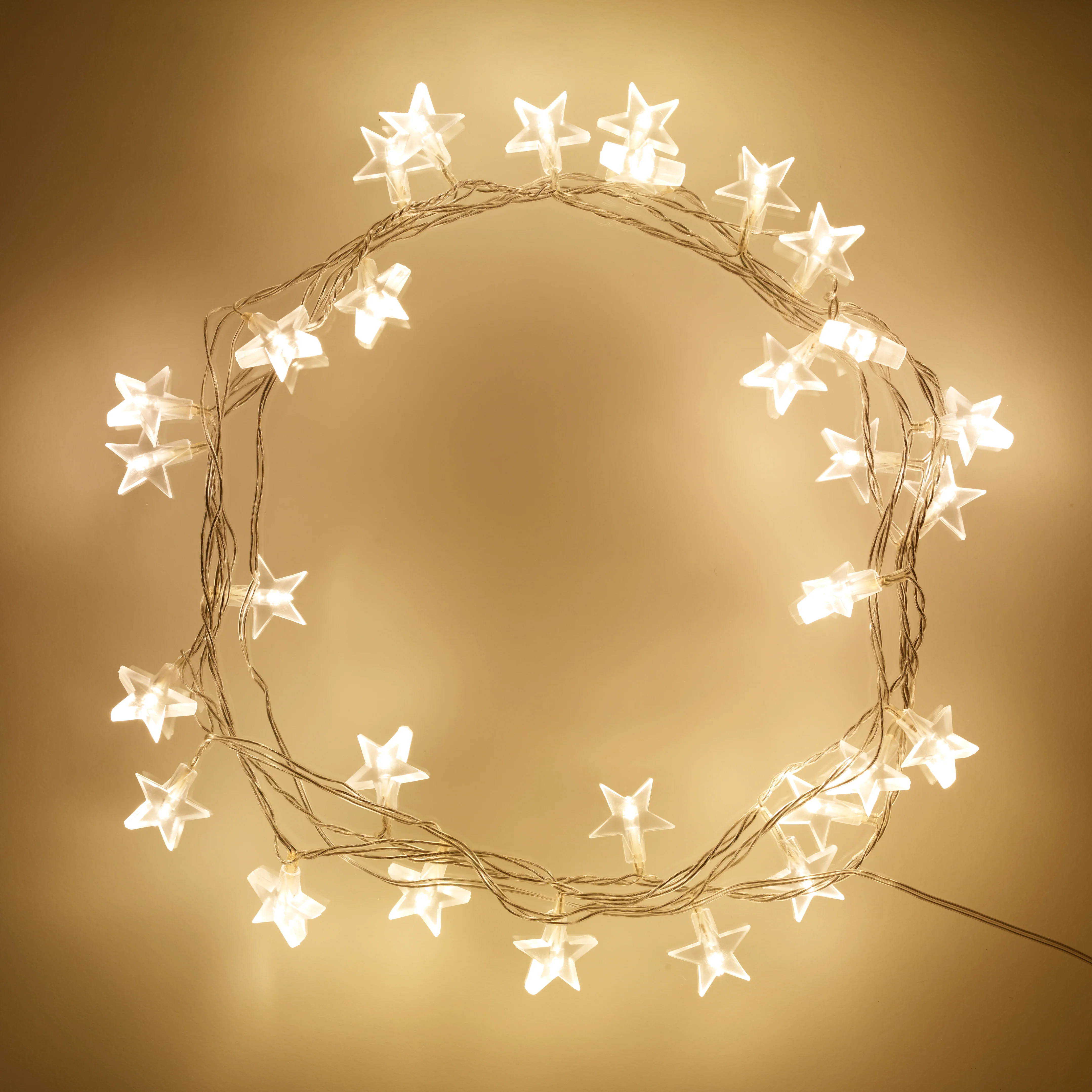 30 Warm White LED Star Fairy Lights On Clear Cable - Image 6