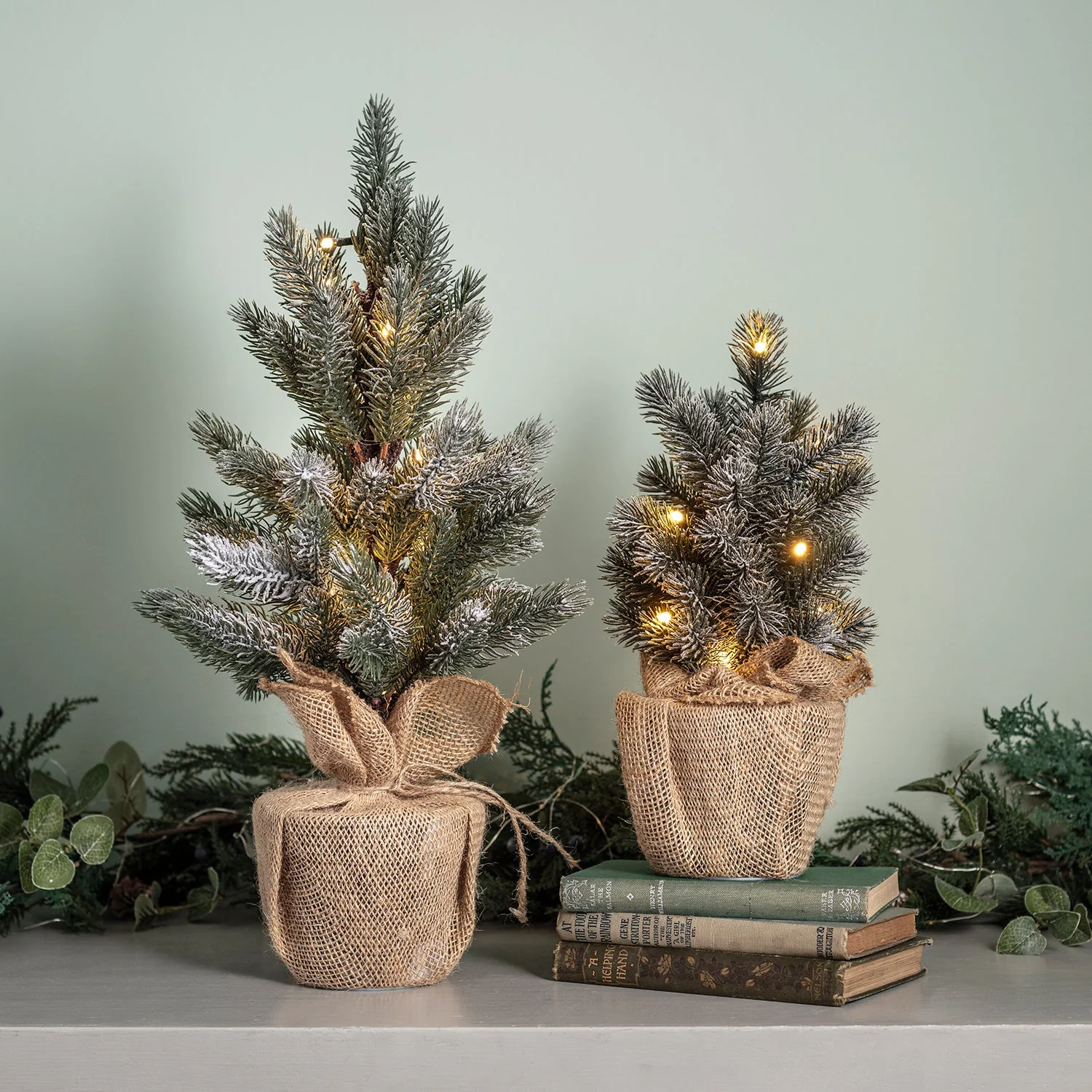 30cm Pre Lit Frosted Mini Christmas Tree - Image 7