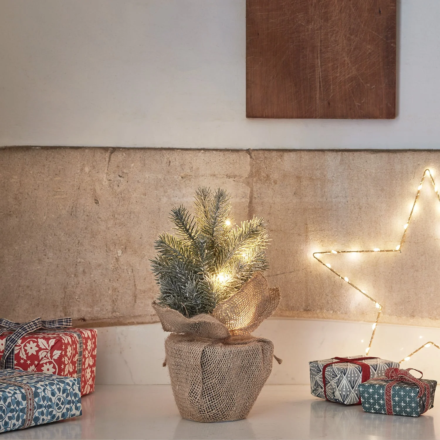 30cm Pre Lit Frosted Mini Christmas Tree - Image 9