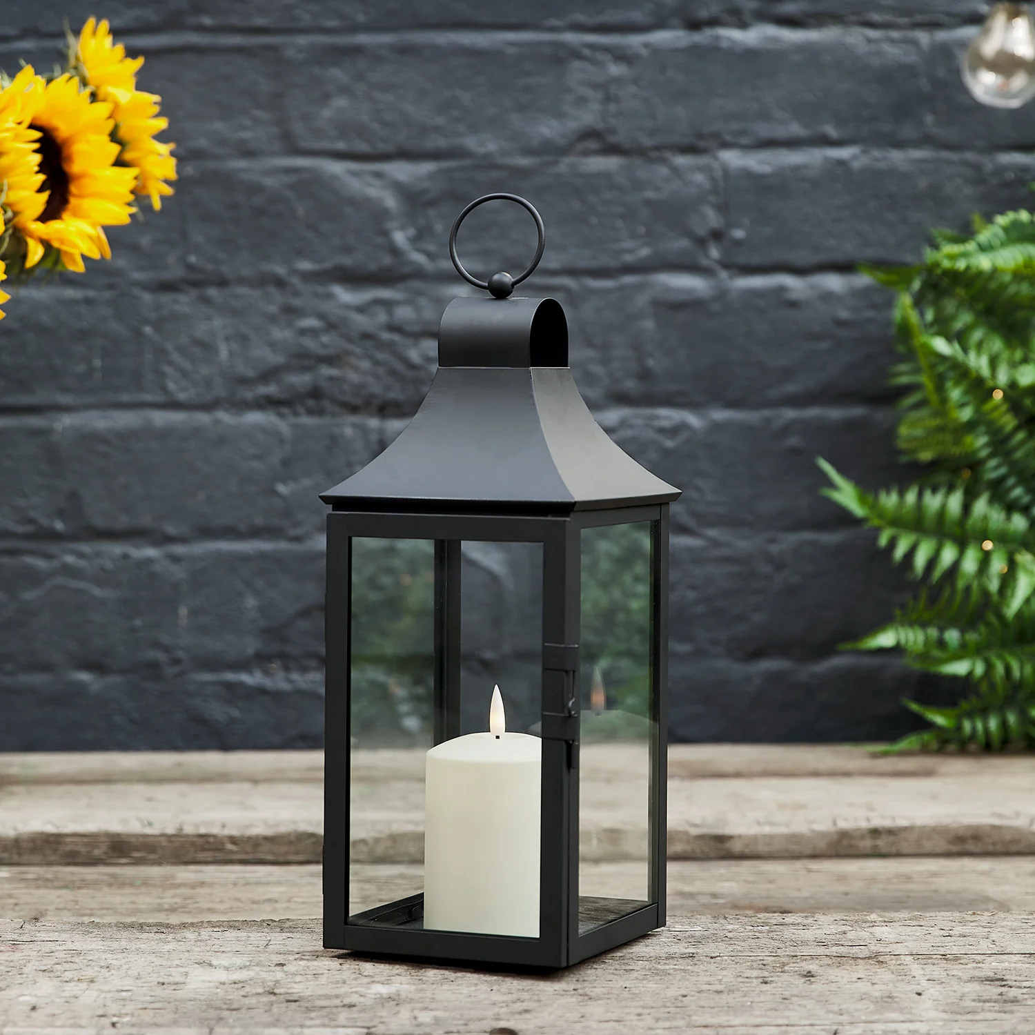 34cm Albury Black Garden Lantern with TruGlow® Candle - Image 3