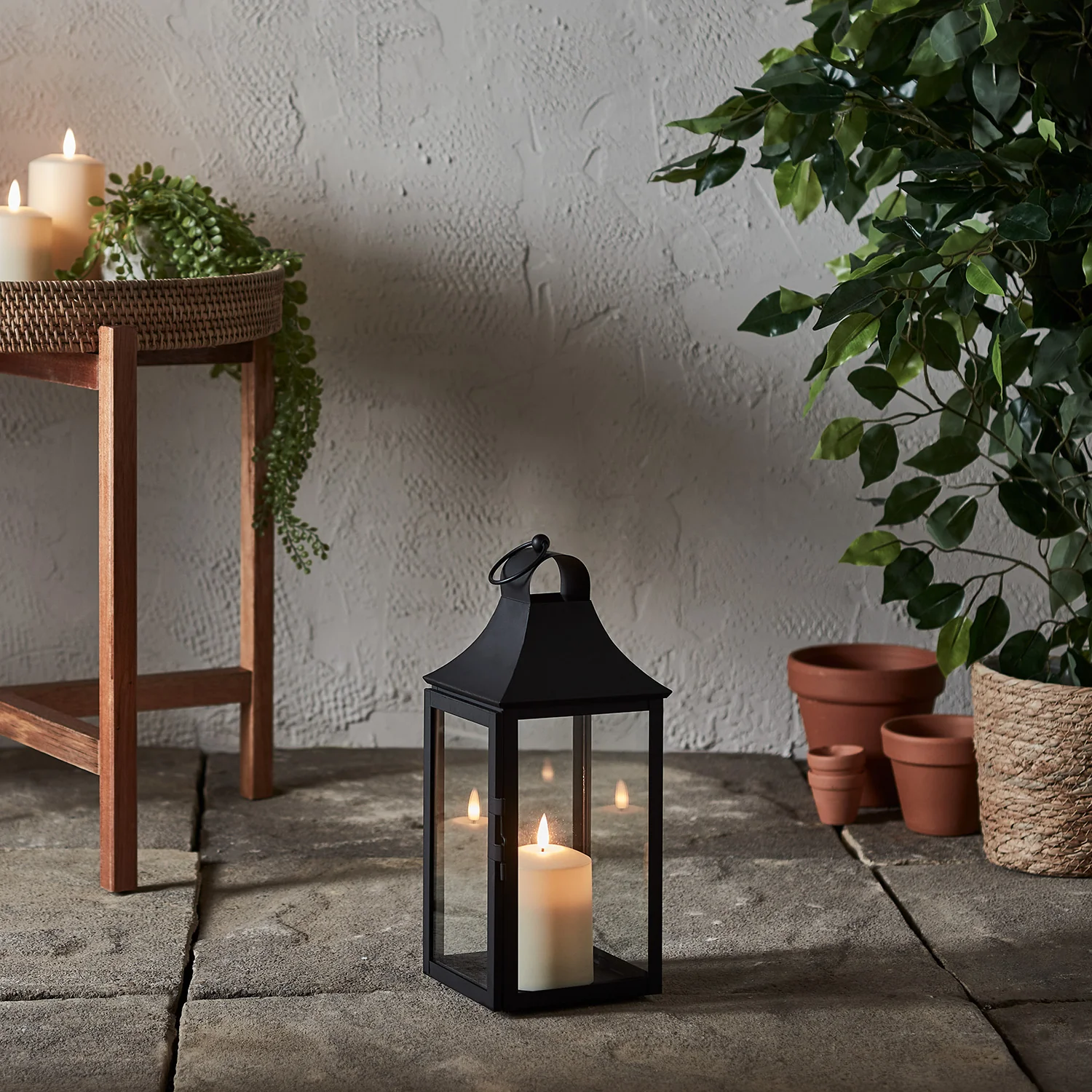 34cm Albury Black Garden Lantern with TruGlow® Candle - Image 4