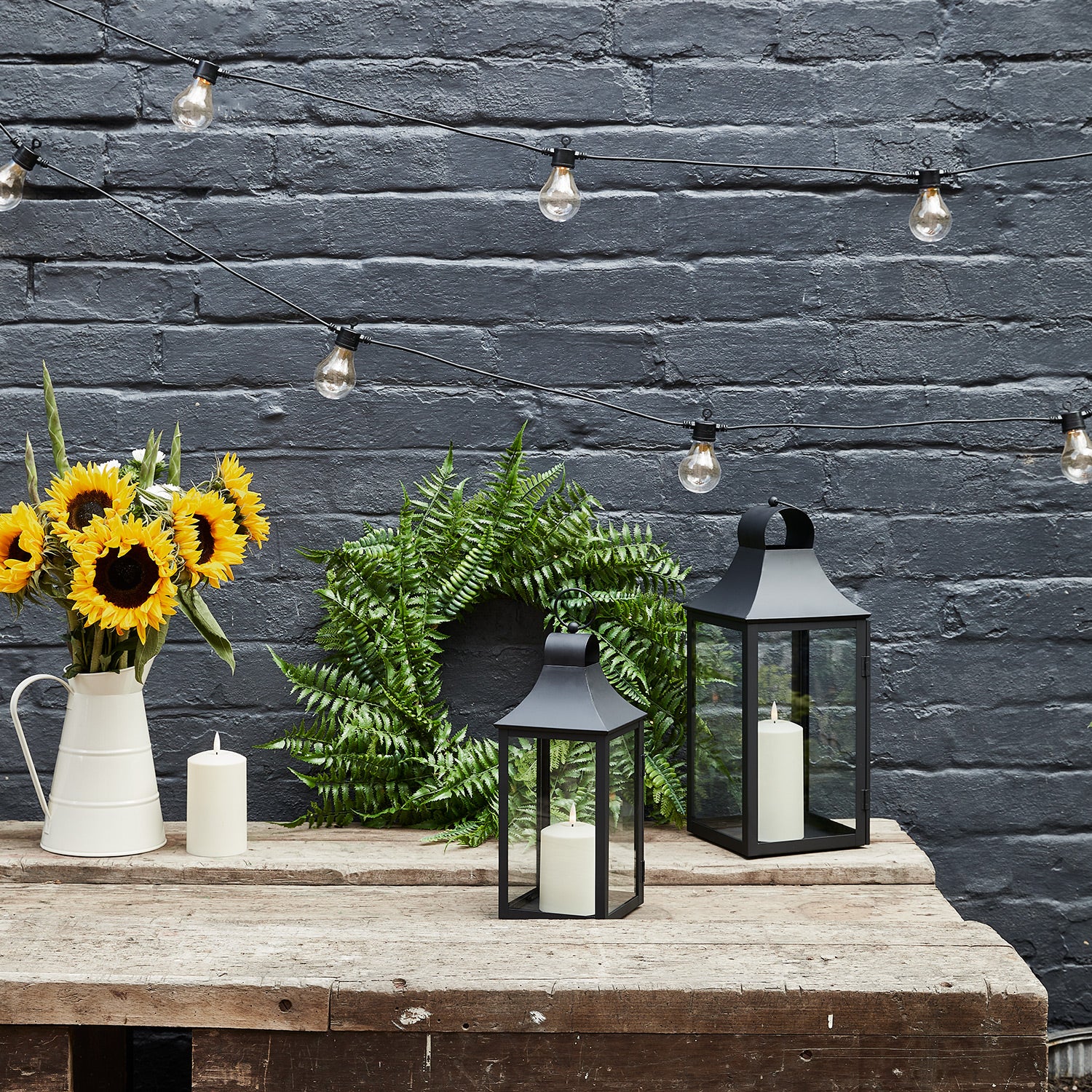34cm Albury Black Garden Lantern with TruGlow® Candle - Image 5