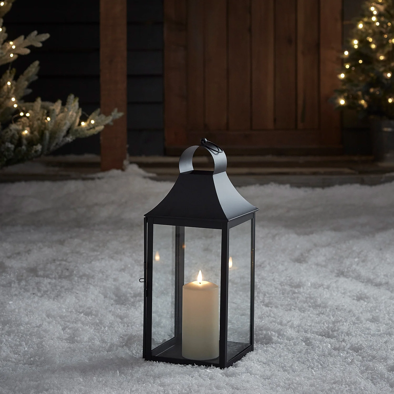 34cm Albury Black Garden Lantern with TruGlow® Candle - Image 7