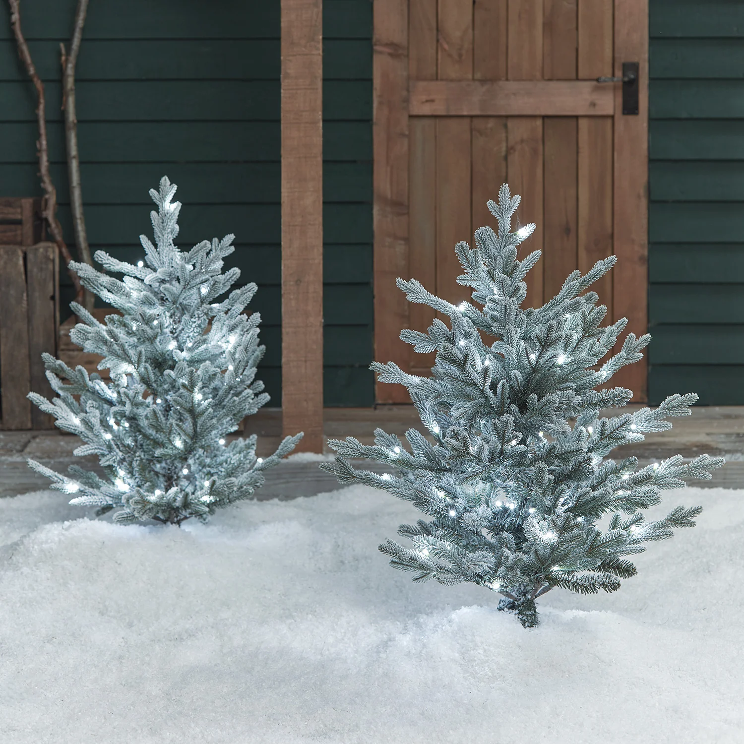 3ft Dual Colour LED Snowy Outdoor Christmas Tree Stake Duo - Image 3